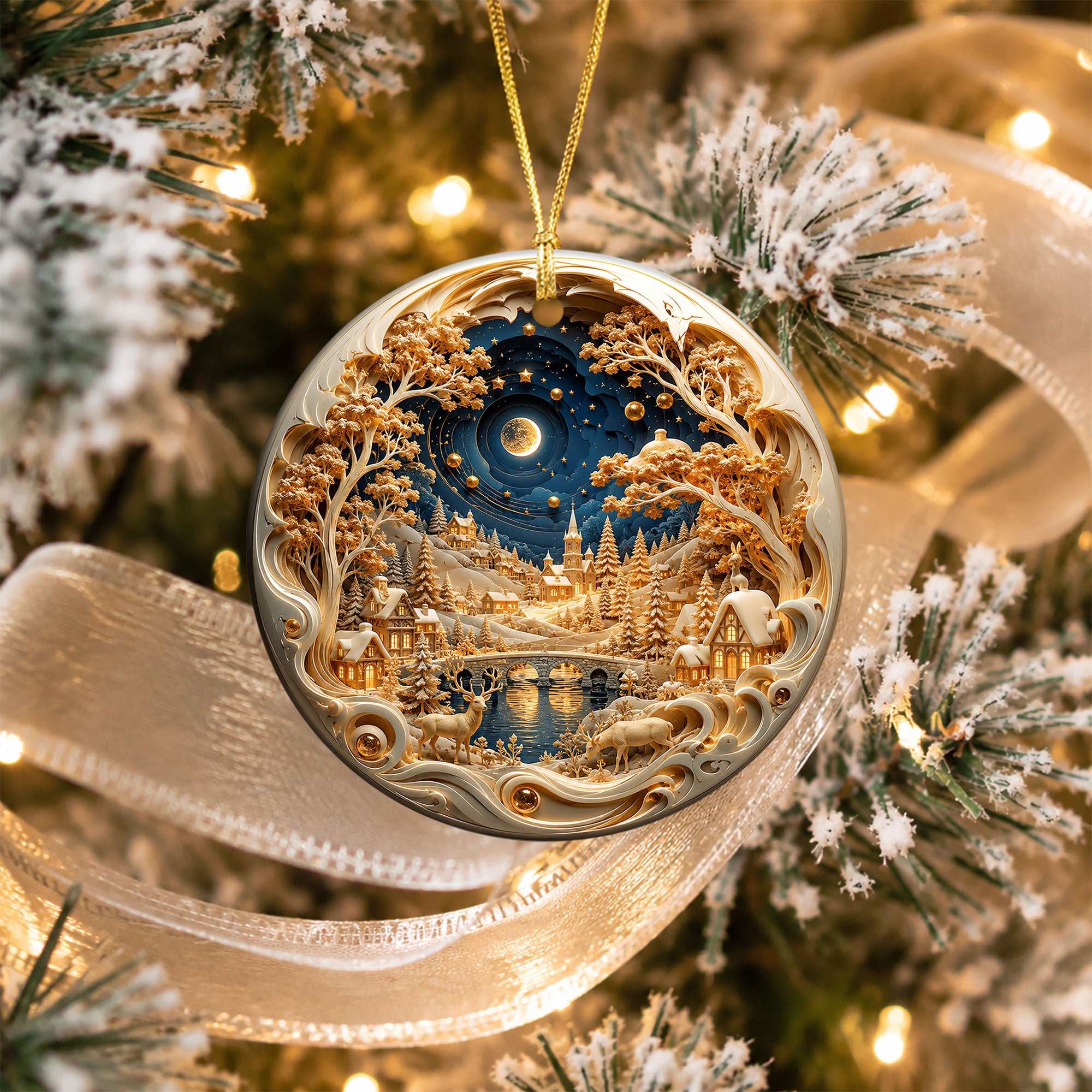 Holiday Village Ornament 2026, Christmas Village Decoration, Winter Snow Scene Ornament, Christmas Keepsake