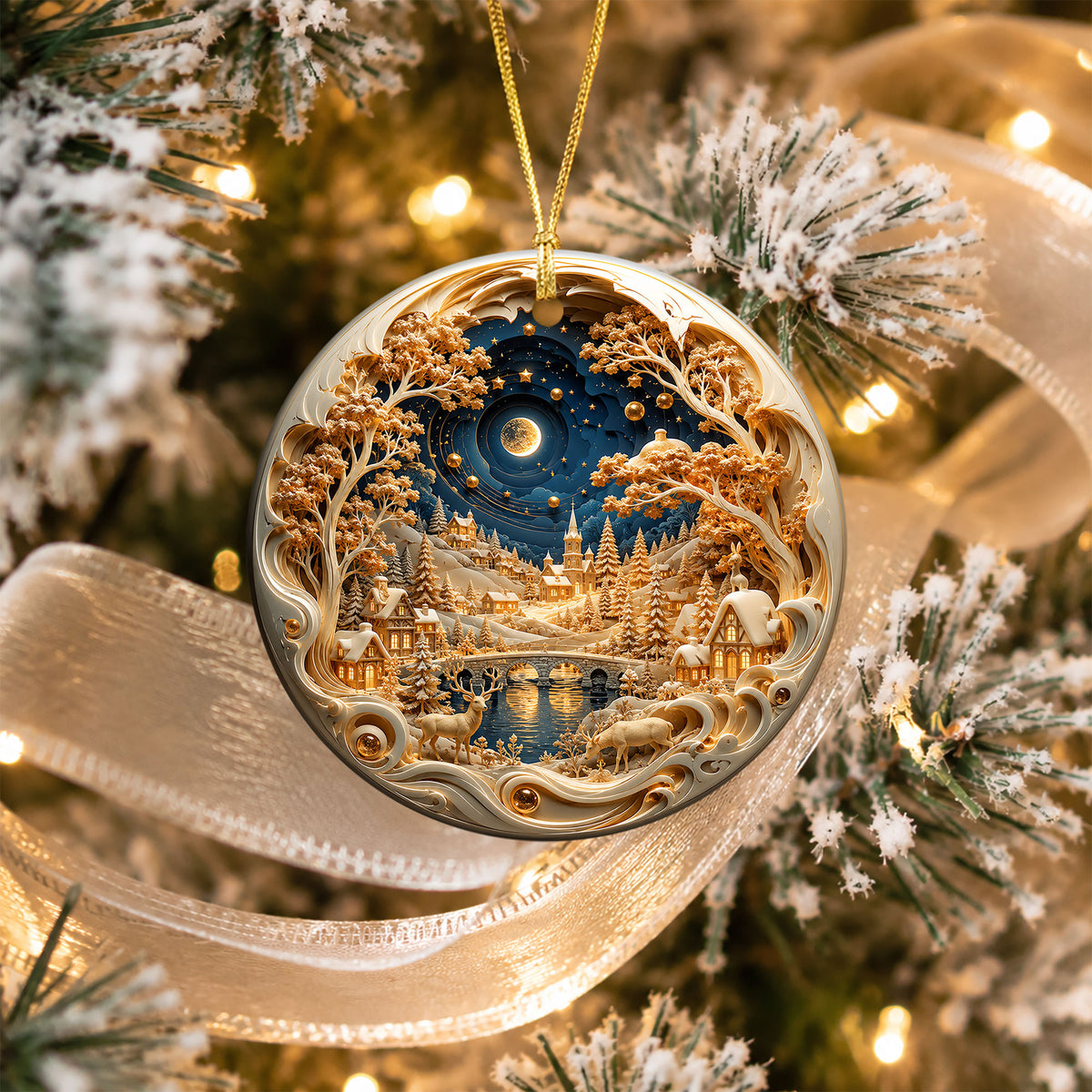 Holiday Village Ornament 2026, Christmas Village Decoration, Winter Snow Scene Ornament, Christmas Keepsake