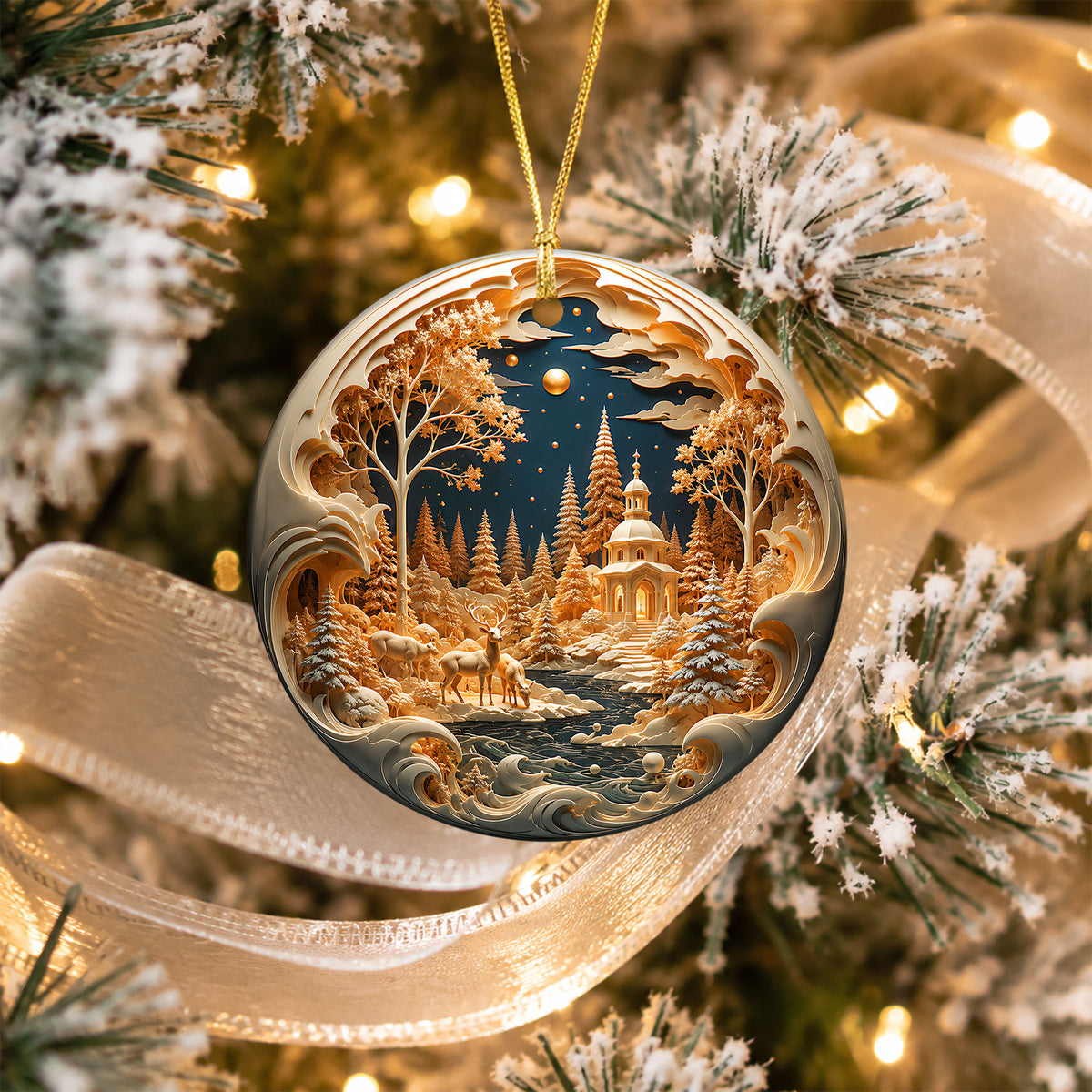 Snow Village Christmas Ornament 2026, Christmas Tree Decoration, Winter Holiday Village Decor, Seasonal Keepsake Ornament