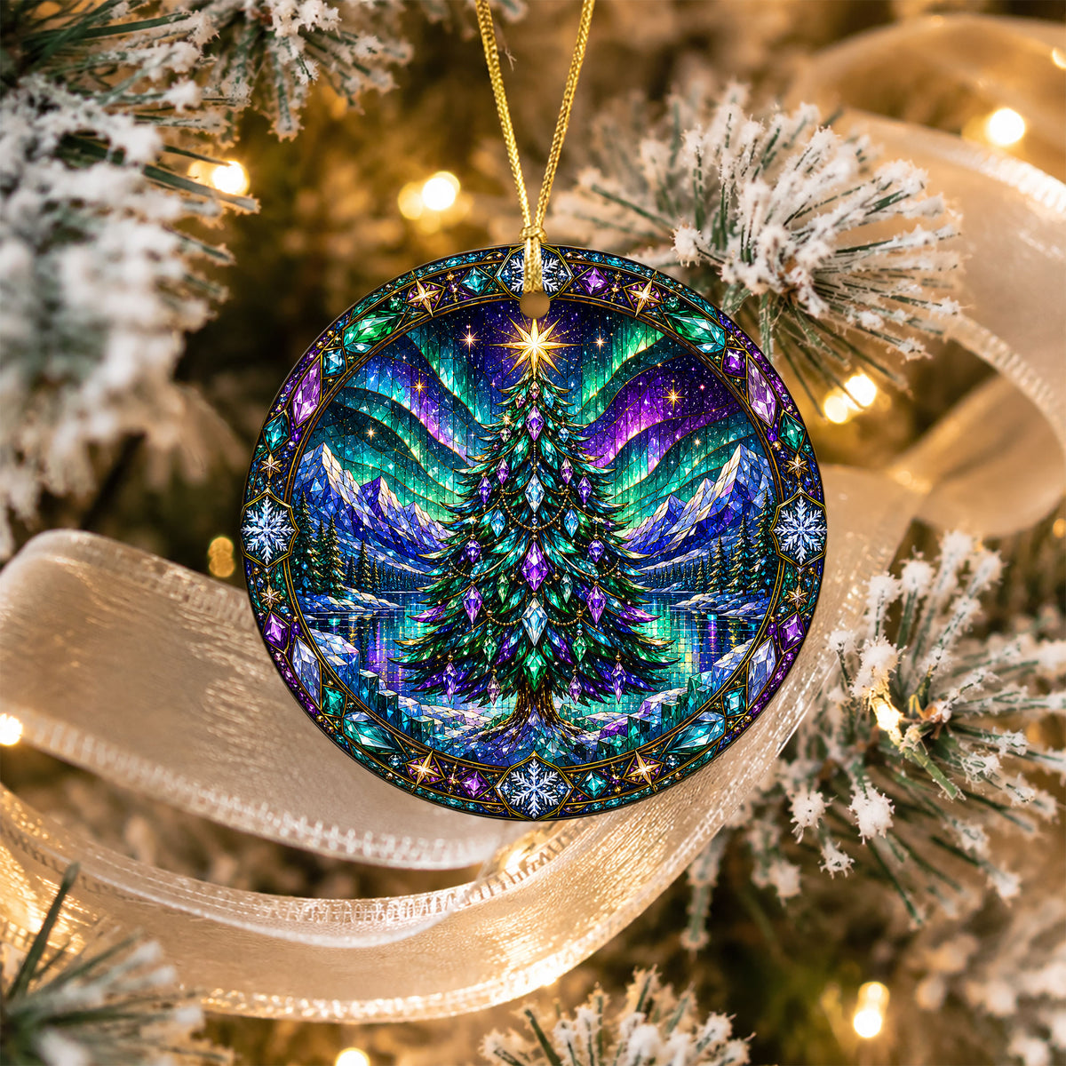 Christmas Tree Ornament 2026, Aurora Christmas Ornament, Winter Tree Decoration, Northern Lights Holiday Decor