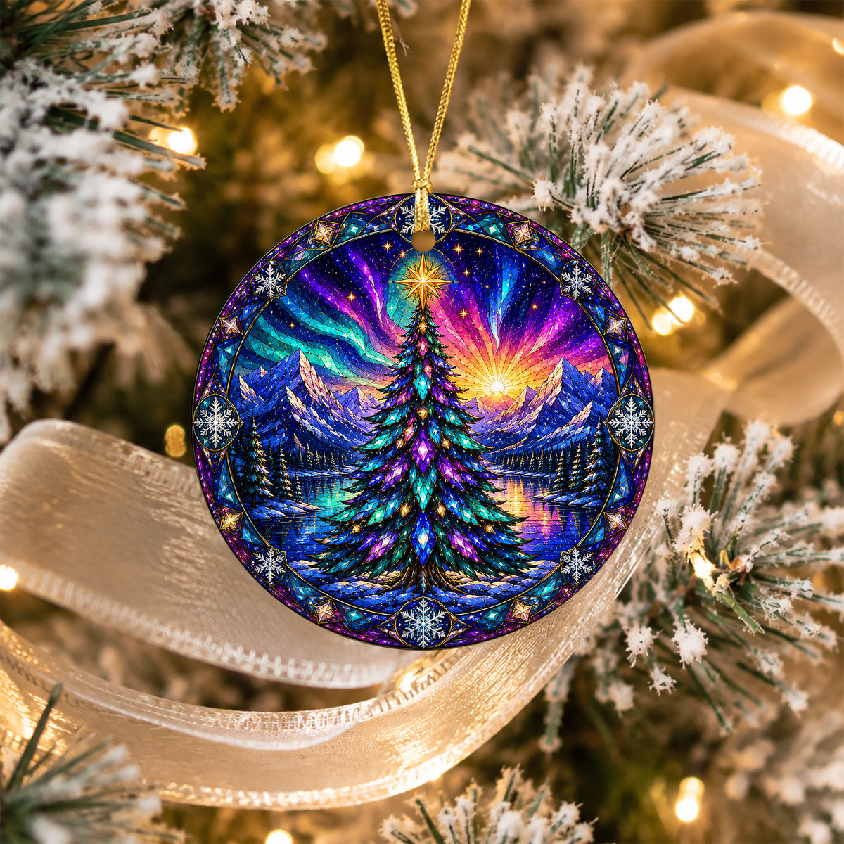 Aurora Christmas Tree Ornament 2026, Winter Landscape Ornament, Holiday Christmas Decor, Northern Lights Tree Decoration
