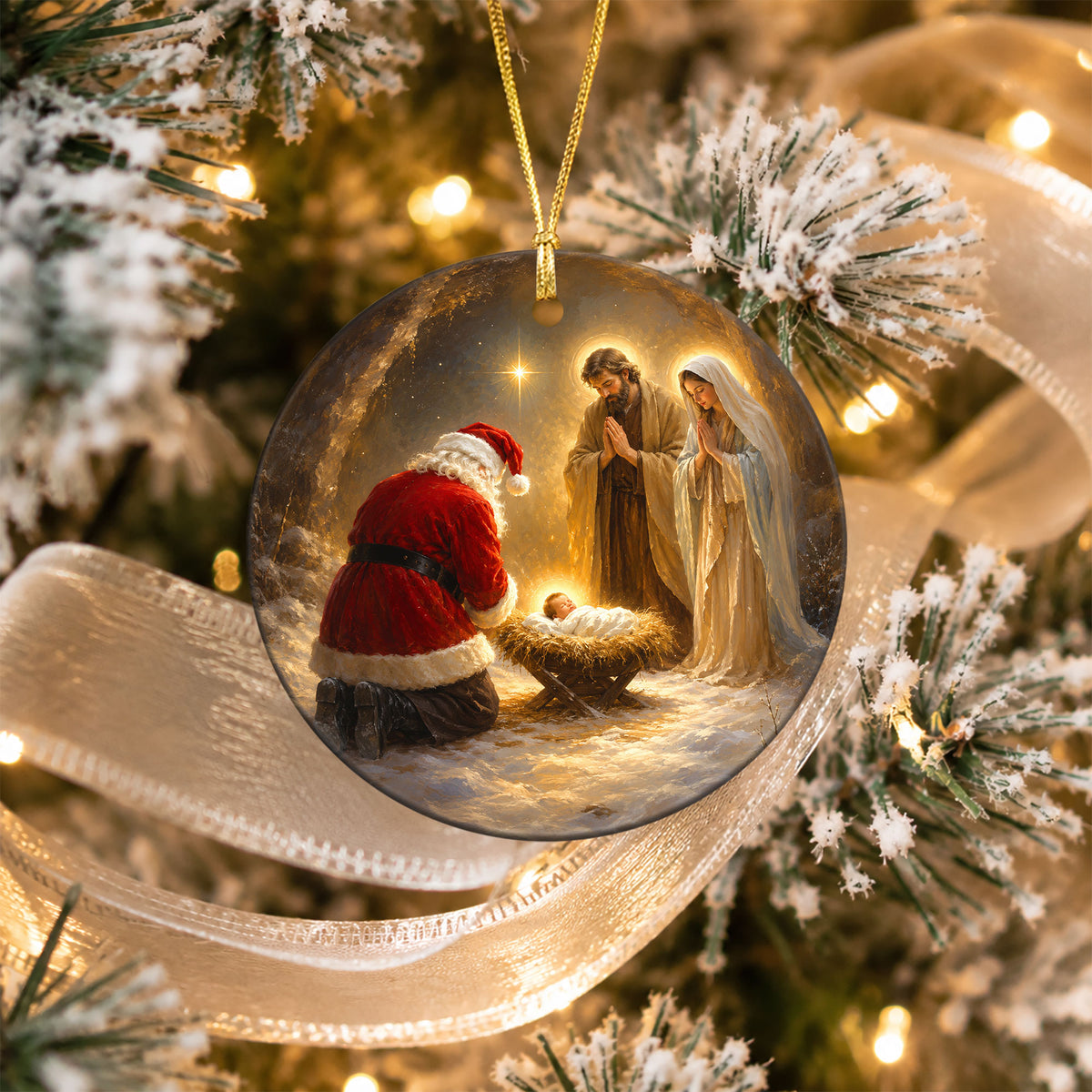 Santa Baby Jesus Christmas Ornament 2026, Religious Nativity Ornament, Holy Family Christmas Decoration, Christian Tree Keepsake Gift