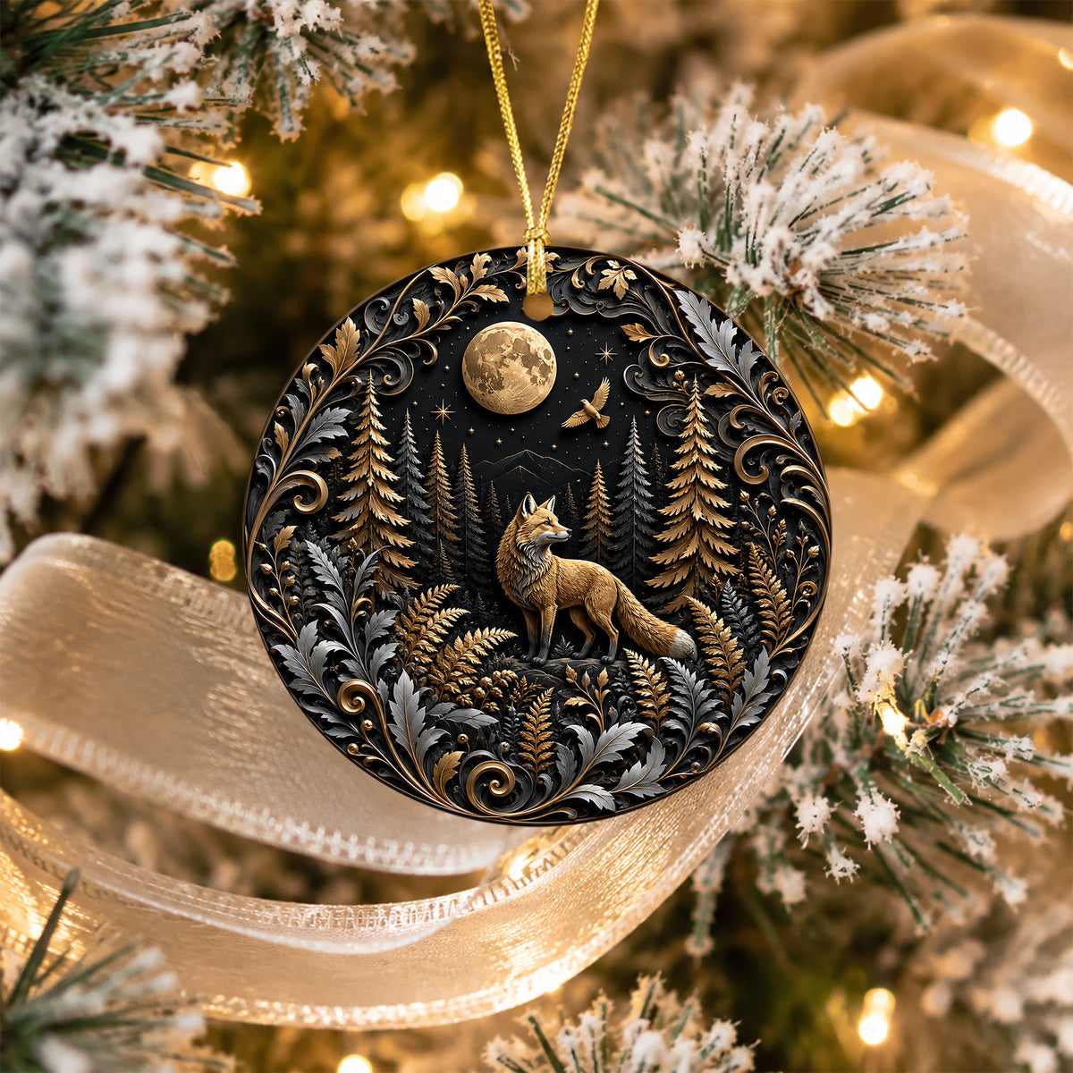 Christmas Keepsake Ornament 2026, Wolf Ornament, Moonlit Winter Landscape Decoration, Christian Holiday Gift, Festive Christmas Decor