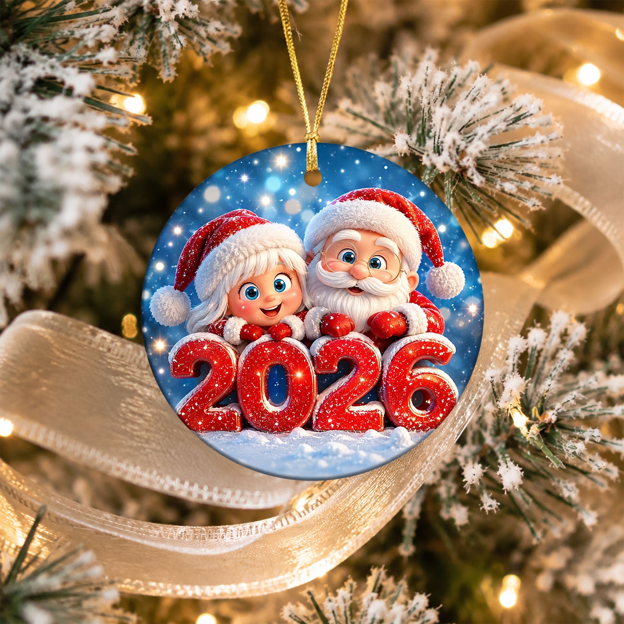 Santa and Girl Christmas Ornament 2026, Cute Santa Ornament, Christmas Tree Decoration, Holiday Keepsake Gift