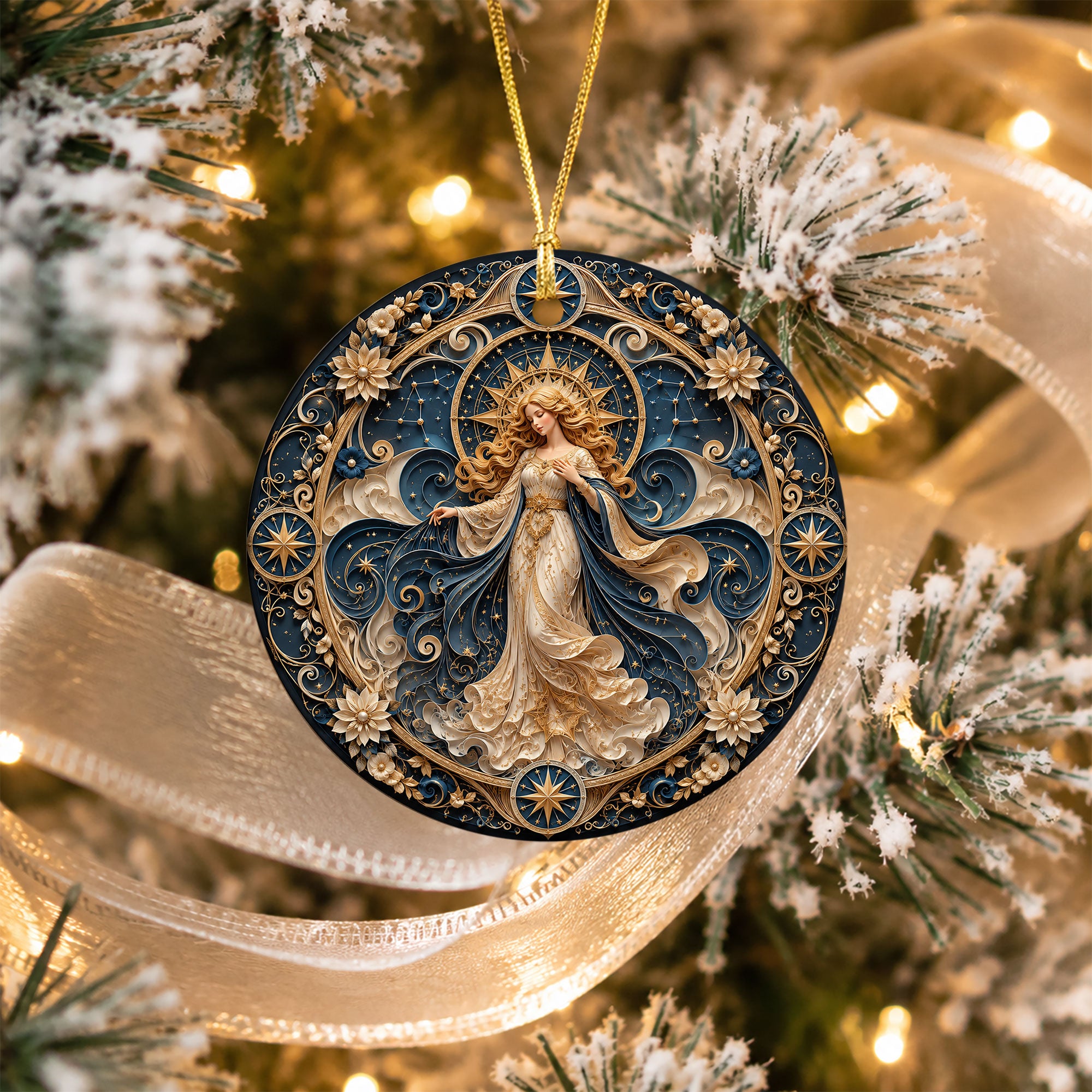 Moon and Stars Christmas Ornament 2026, Elegant Angel Christmas Tree Ornament, Winter Holiday Decoration