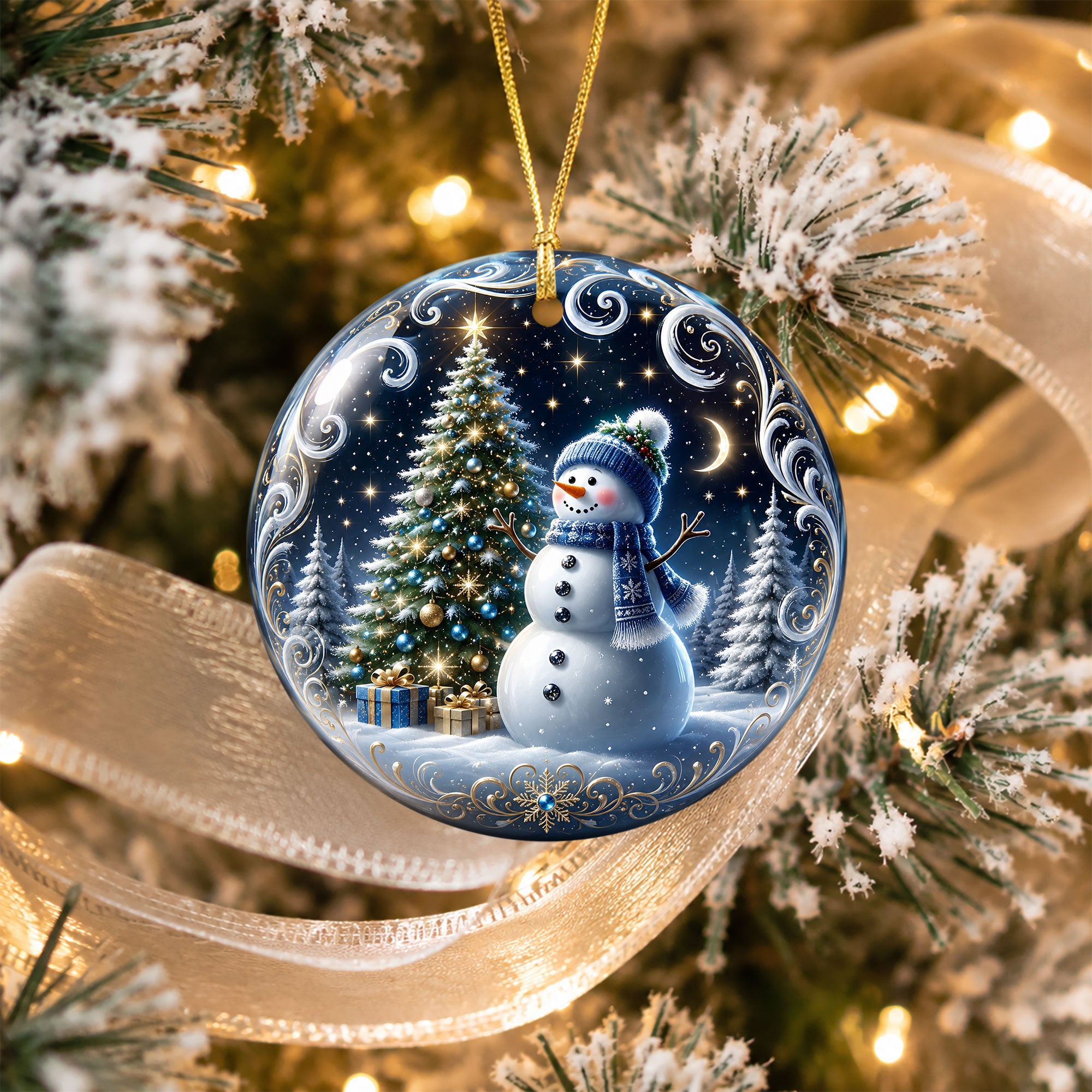 Snowman Christmas Ornament 2026, Blue Winter Tree Ornament, Holiday Keepsake, Christmas Tree Decor, Gift for Family