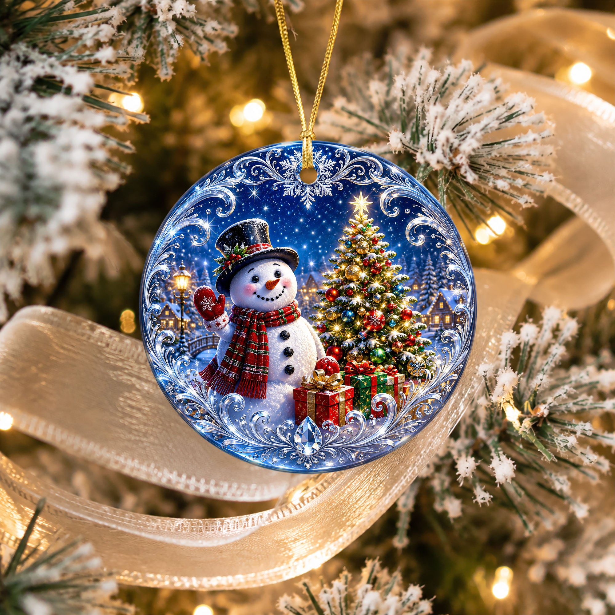 Winter Snowman Ornament 2026, Christmas Tree Keepsake Ornament, Holiday Decoration, Blue Christmas Decor