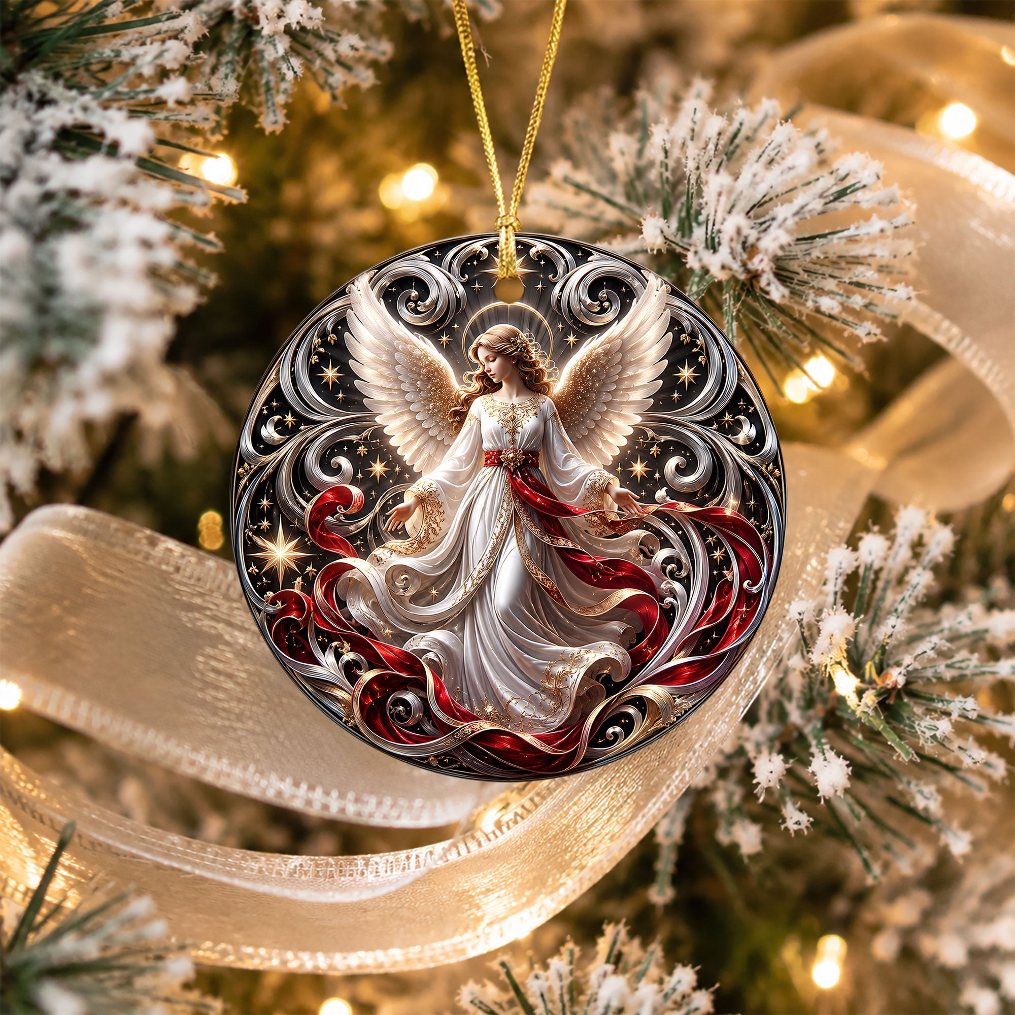 Winter Angel Christmas Ornament 2026, Moonlit Christmas Tree Decoration, Celestial Holiday Ornament