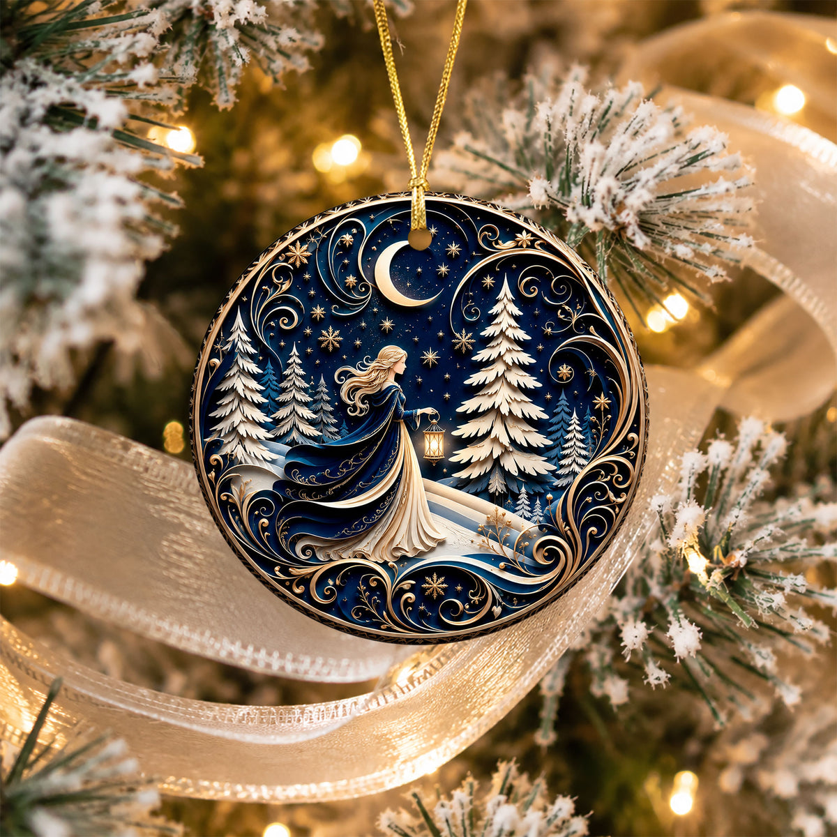Religious Christmas Ornament 2026 with Angel, Ceramic Christmas Tree Ornament, Holiday Decoration