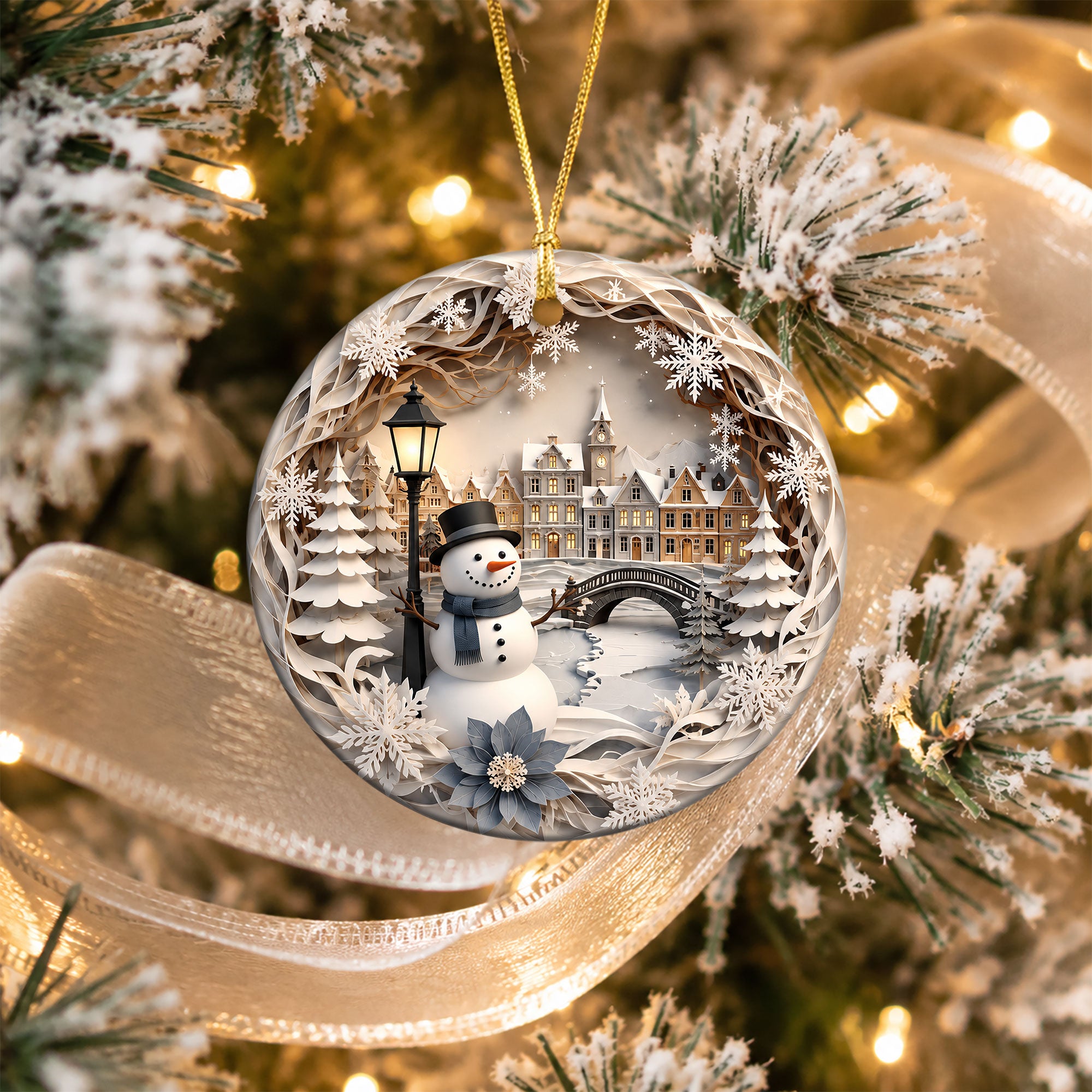 Snowman Christmas Ornament 2026, Winter Village Ornament, Christmas Tree Decoration