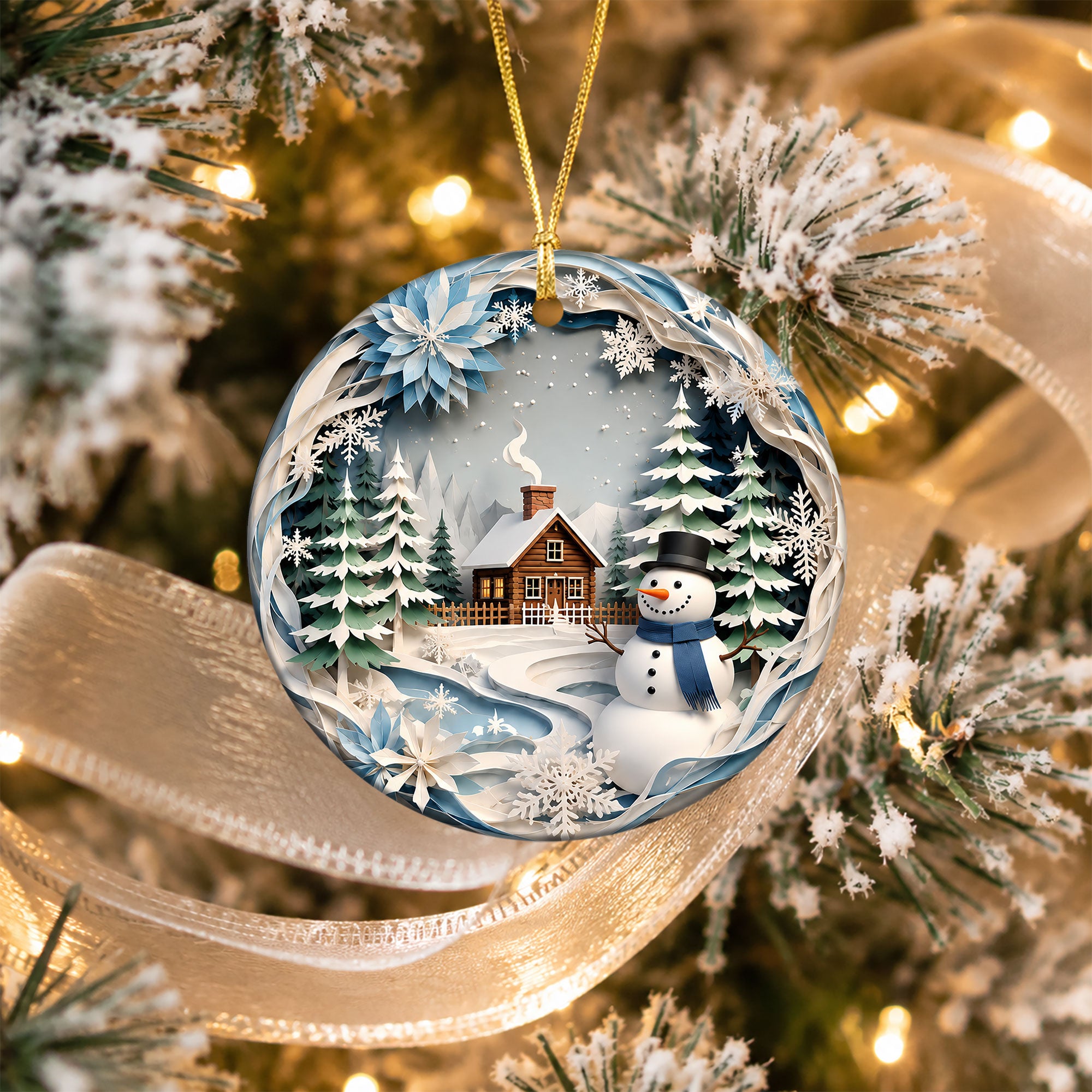 Snowman Christmas Tree Ornament 2026, Winter Village Holiday Ornament, Snowy Christmas Decoration