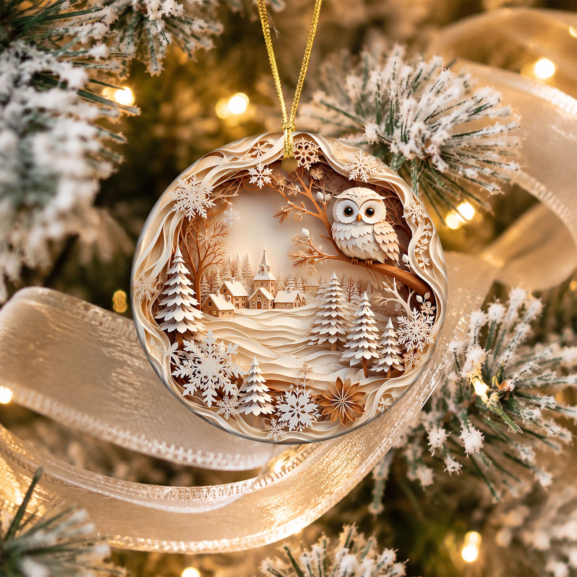 Christmas Owl Ornament 2026, Winter Village Tree Ornament, Holiday Christmas Decoration, Family Keepsake Gift