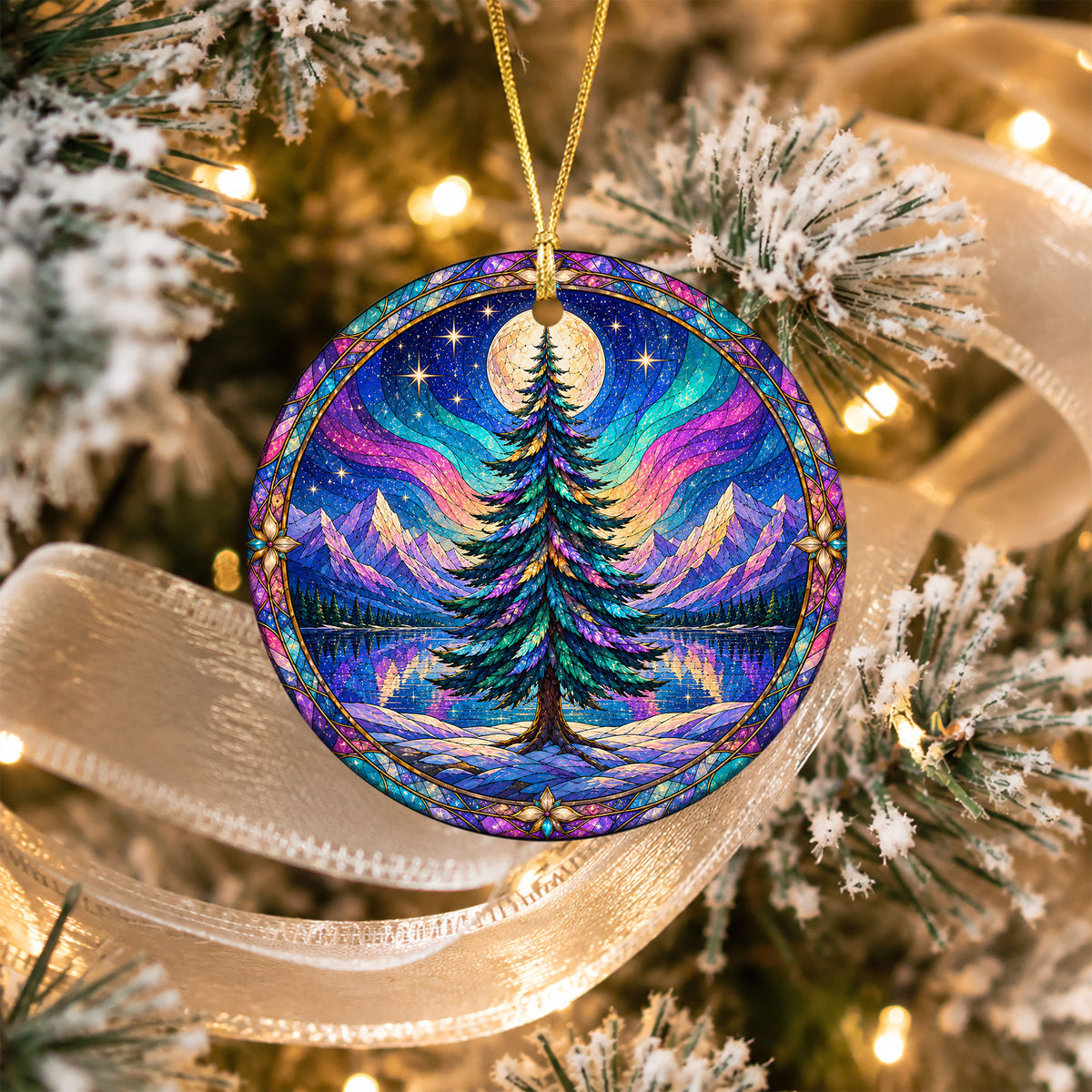 Aurora Borealis Christmas Ornament 2026, Christmas Tree Ornament, Winter Landscape Decoration