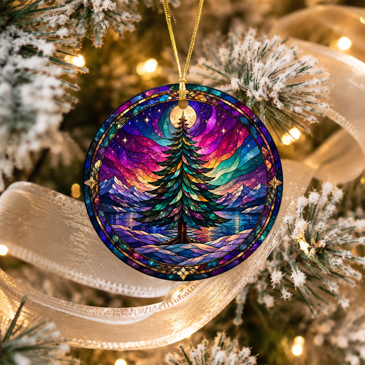 Northern Lights Christmas Tree Ornament 2026, Aurora Winter Landscape Ornament, Holiday Decoration