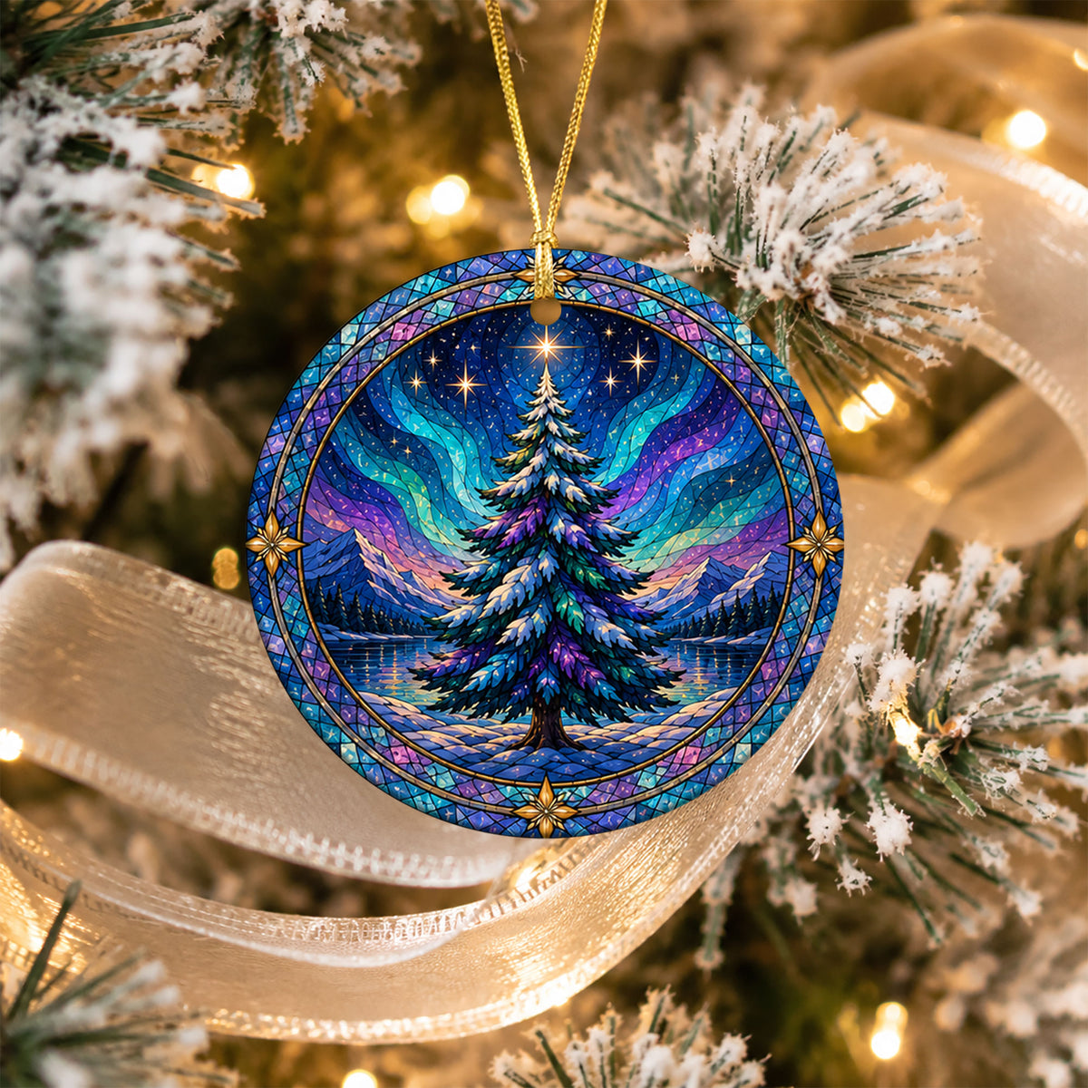 Christmas Tree Ornament 2026, Aurora Christmas Ornament, Winter Tree Decoration, Northern Lights Holiday Decor