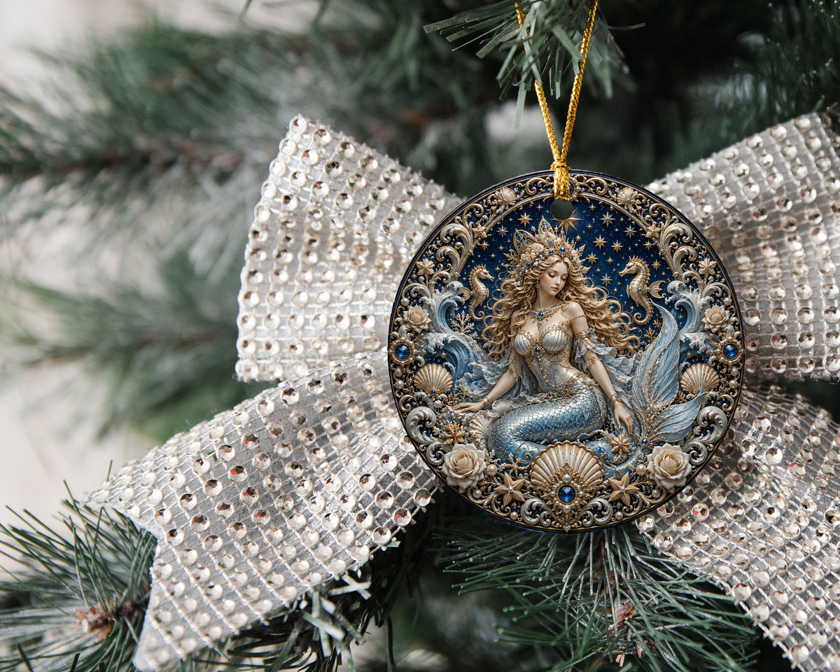 Mermaid Ornament 2026, Personalized Ocean Christmas Ornament, Coastal Holiday Decor, Beach House Christmas