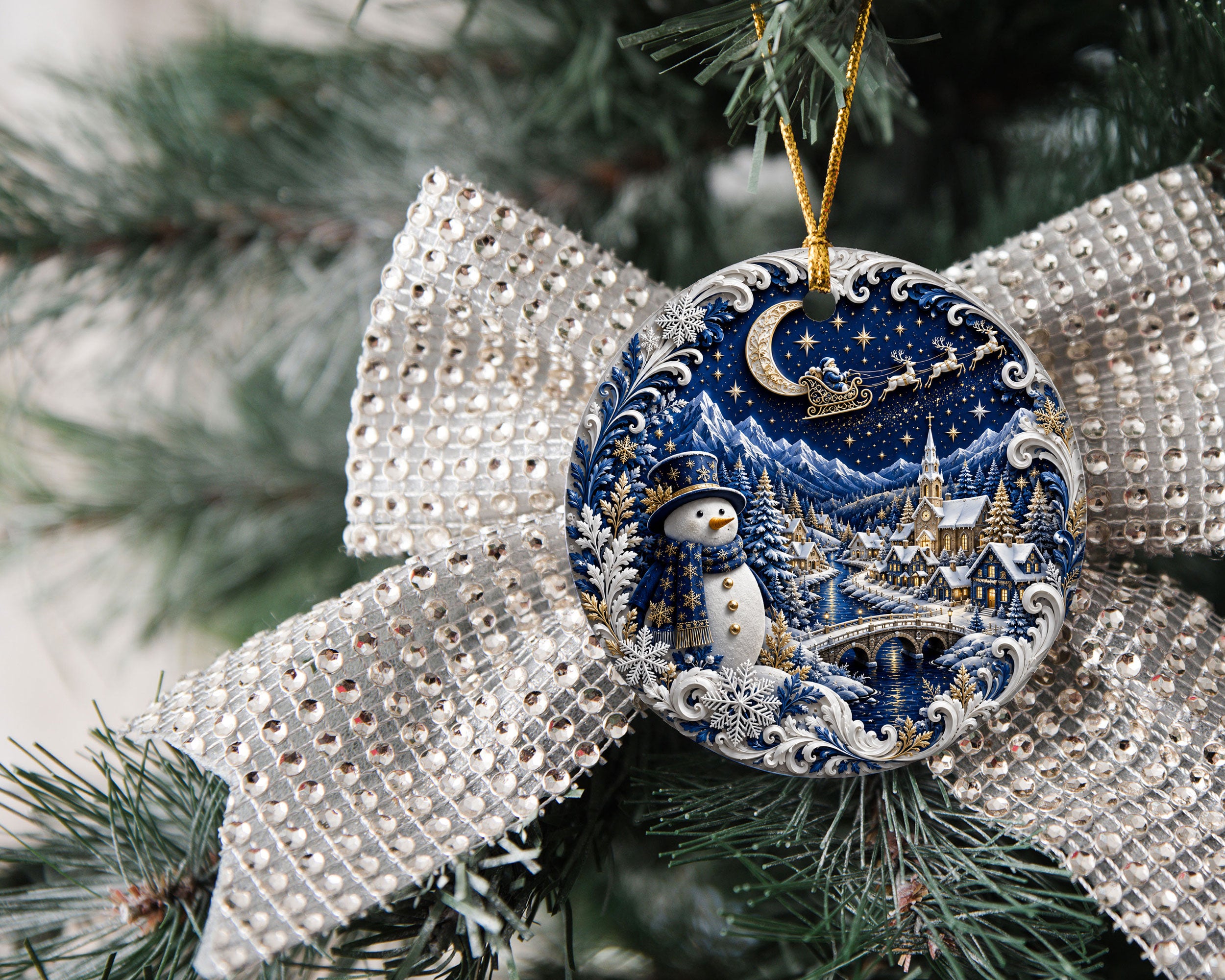 2026 Winter Snowman Ornament, Christmas Tree Decoration, Ceramic Holiday Ornament, Christmas Keepsake