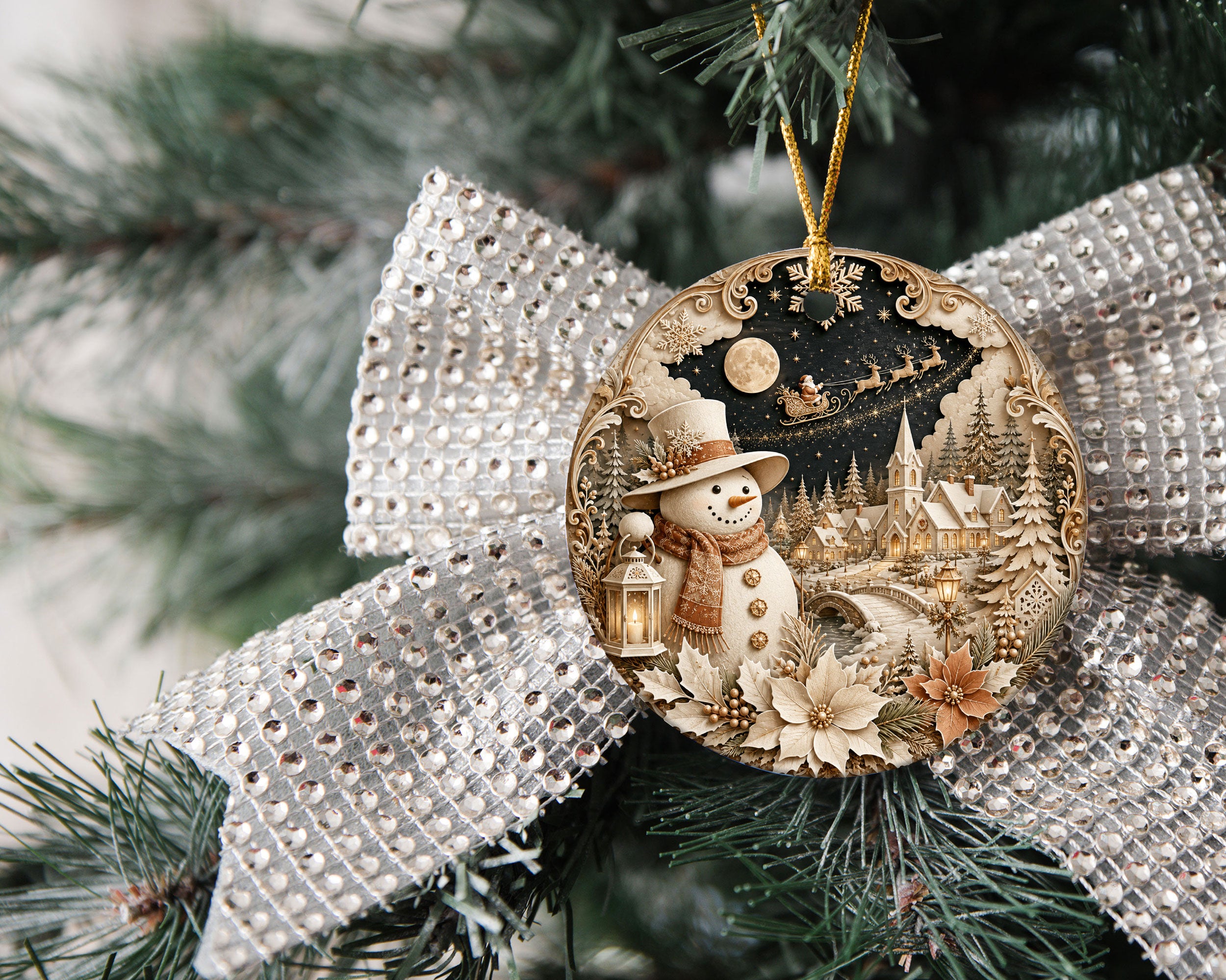 Christmas Snowman Ornament 2026, Cute Winter Ceramic Ornament, Holiday Tree Decoration, Christmas Keepsake Gift