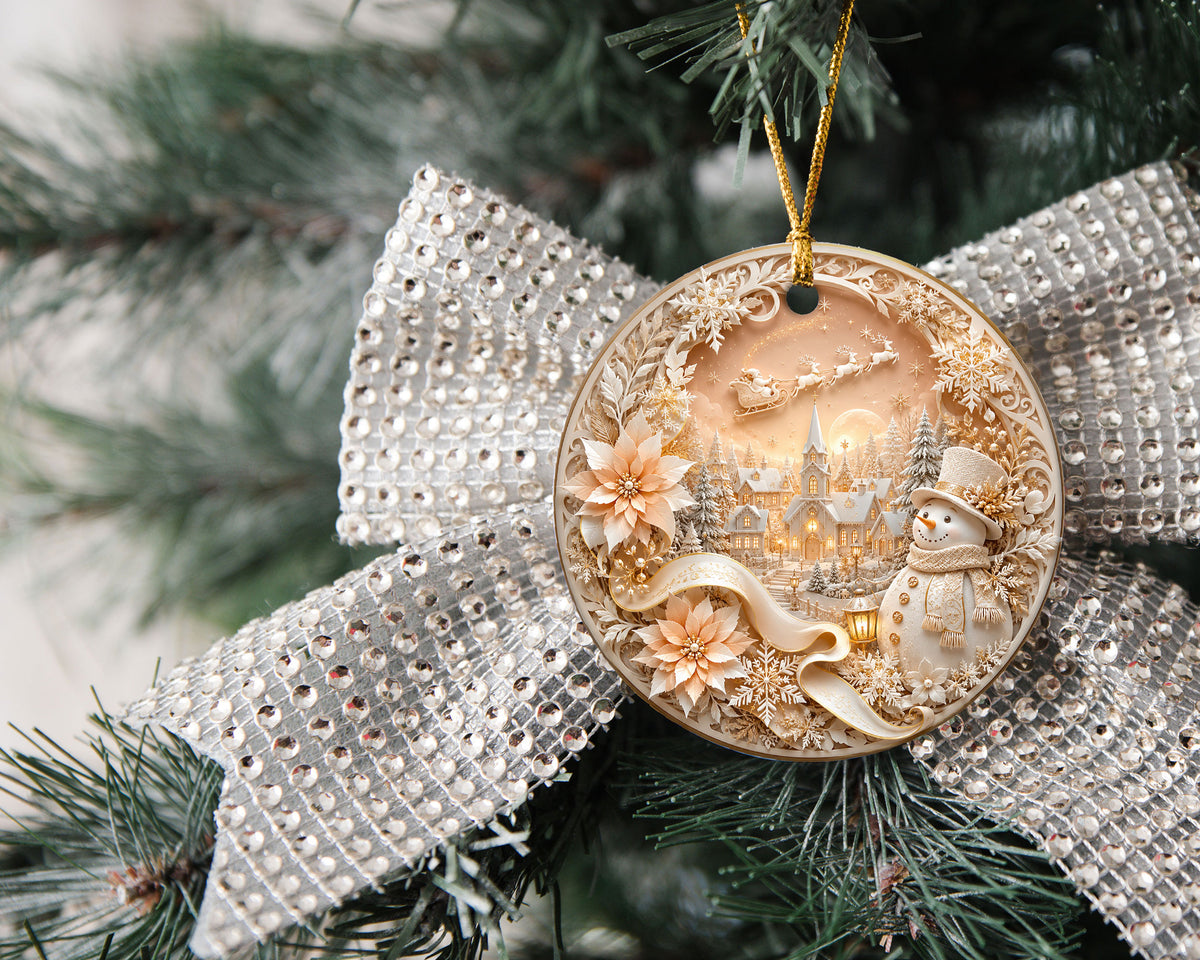 Rustic Snowman Ornament 2026, Christmas Tree Ceramic Ornament, Winter Holiday Decoration, Snowman Keepsake Gift for Family