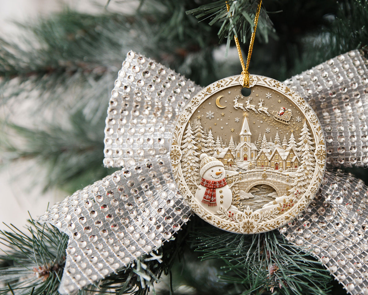 Cozy Snowman Christmas Ornament 2026, Ceramic Holiday Ornament, Winter Tree Decoration, Christmas Keepsake Gift for Loved Ones