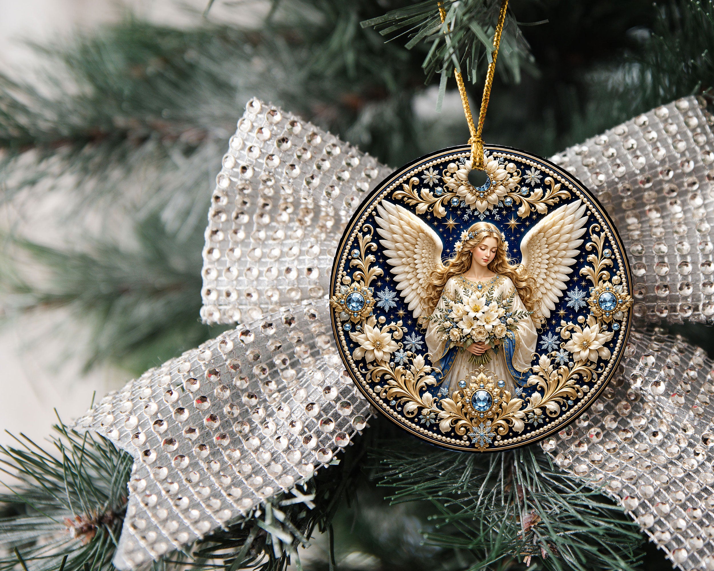 2026 Religious Angel Ornament, Christmas Tree Decoration, Guardian Angel Ceramic Ornament, Holiday Keepsake Gift for Christmas Lovers