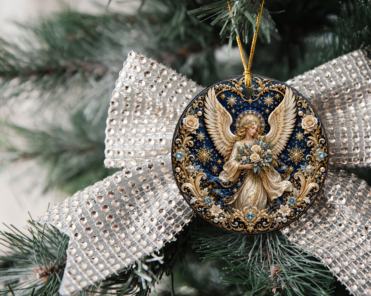 Christmas Angel Ornament 2026, Religious Guardian Angel Ceramic Tree Ornament, Holiday Decoration, Christian Christmas Keepsake Gift
