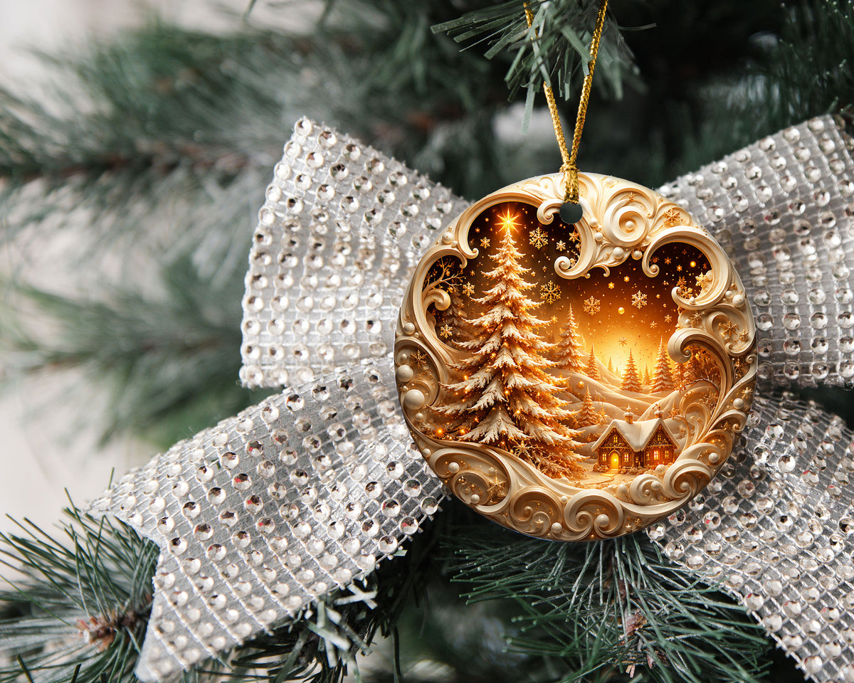 Christmas Ornament 2026, Custom Name Christmas Tree Church Winter Night Ornament, Snowflake Holiday Keepsake