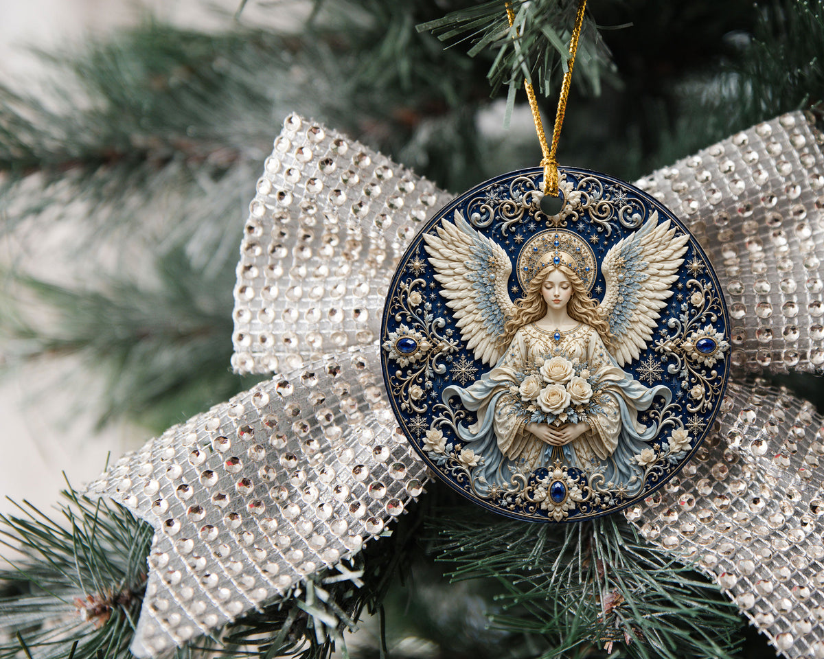 Guardian Angel Christmas Ornament 2026, Religious Ceramic Tree Ornament, Christmas Keepsake, Holiday Decoration
