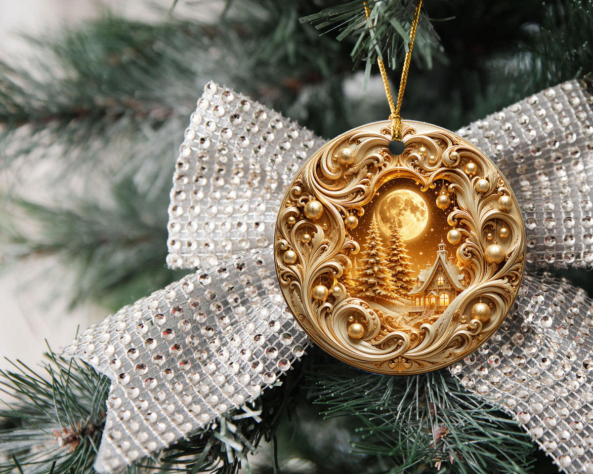 2026 Christmas Tree Ornament, Gold Christmas Ceramic Ornament, Holiday Tree Decoration, Christmas Keepsake Gift for Home Decor