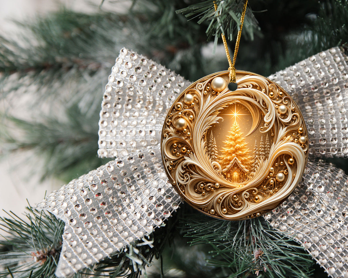 Golden Tree of Life Christmas Ornament 2026, Ceramic Christmas Tree Ornament, Winter Holiday Decor, Christmas Keepsake Gift for Family