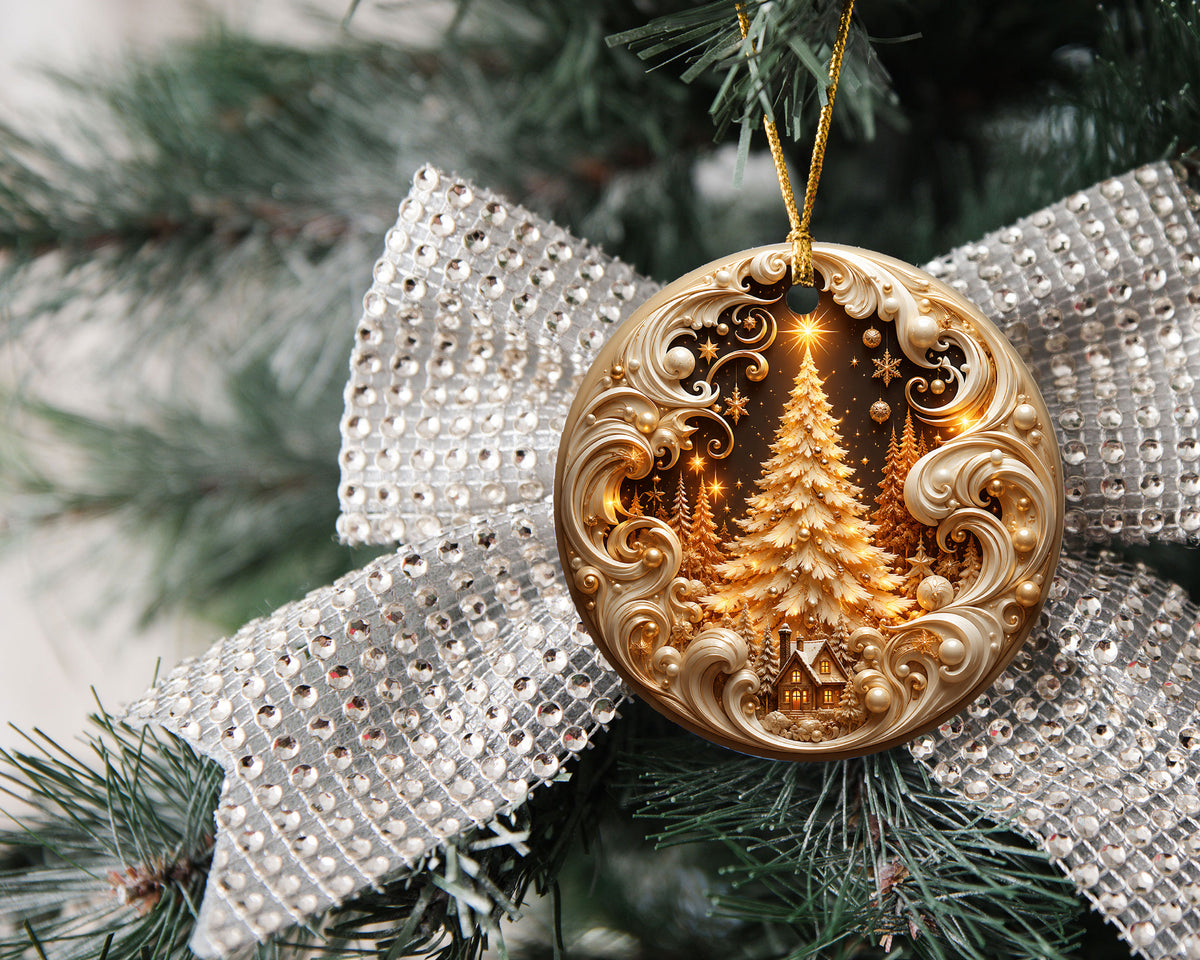 2026 Gold Christmas Ornament, Christmas Tree Holiday Ornament, Ceramic Christmas Decoration, Keepsake Gift for Family and Home