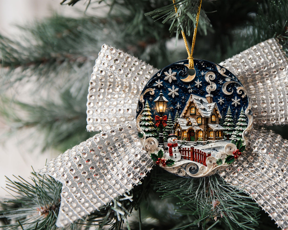 Cozy Snowman Christmas Ornament 2026, Ceramic Holiday Ornament, Winter Tree Decoration