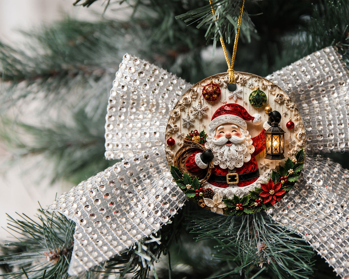 Santa Claus Ornament 2026, Rustic Christmas Ceramic Ornament, Holiday Tree Decoration, Vintage Santa Keepsake