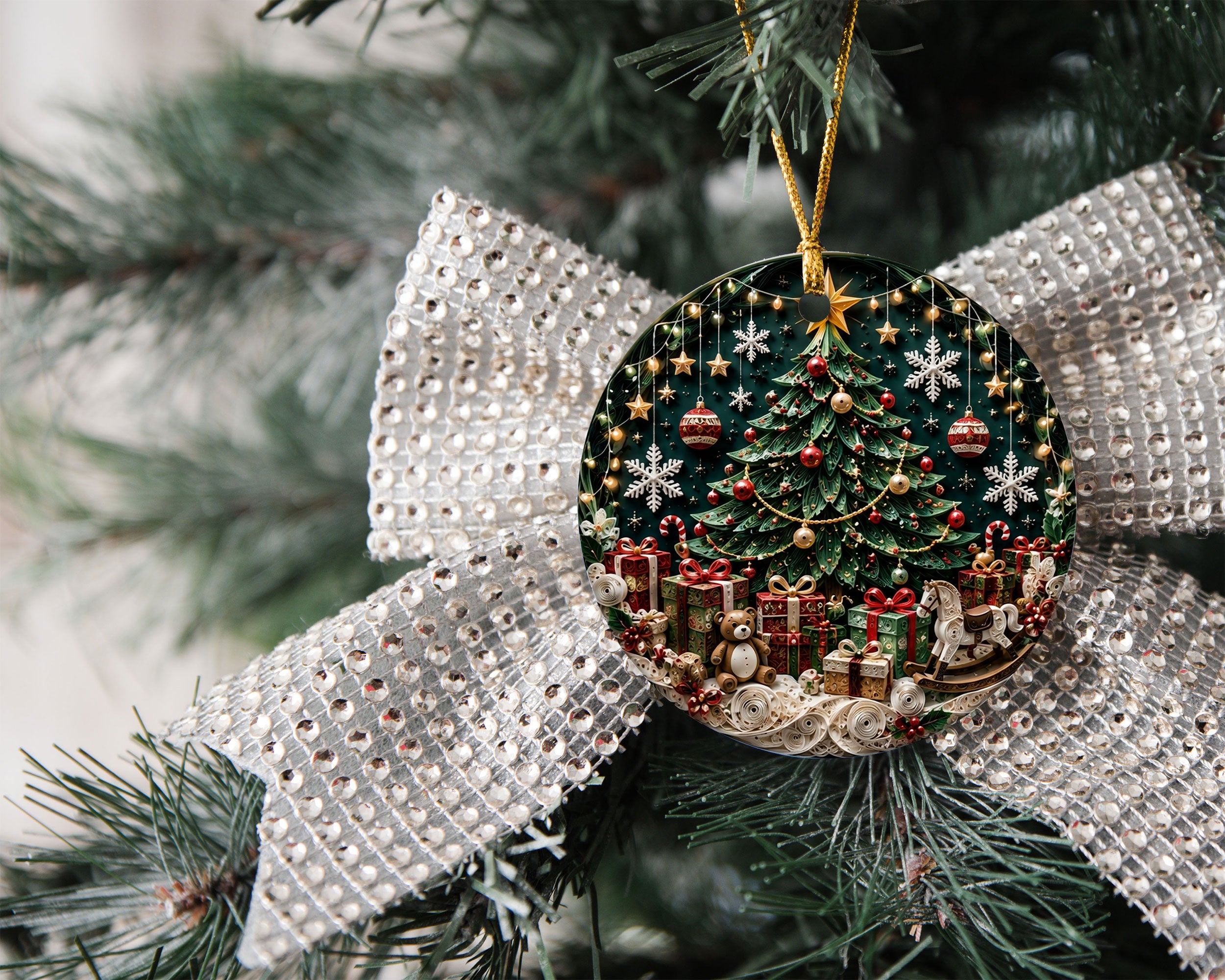 Christmas Tree Keepsake Ornament 2026, Elegant Ceramic Holiday Ornament, Festive Tree Decoration