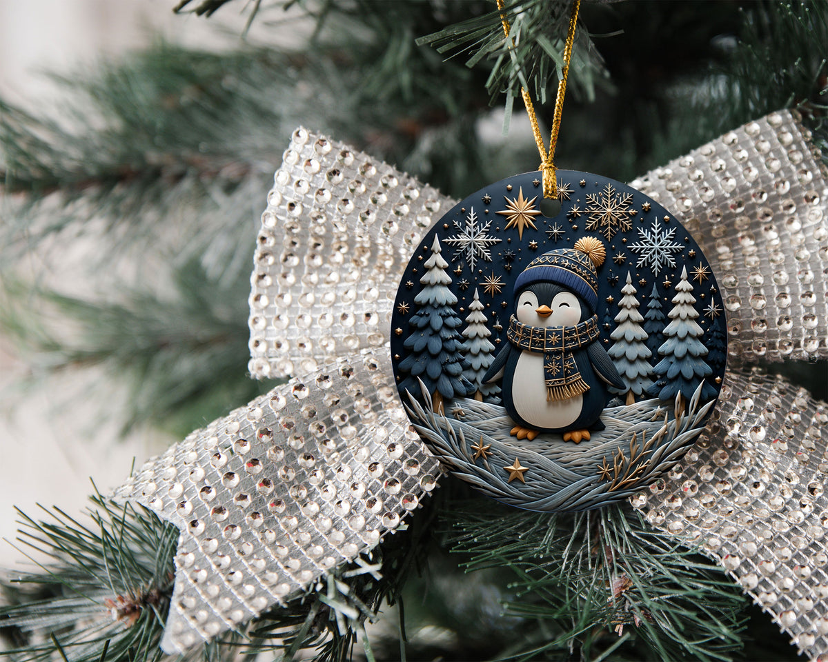 Cute Penguin Christmas Ornament 2026, Winter Penguin Holiday Tree Decoration, Cozy Snow Christmas Keepsake Gift
