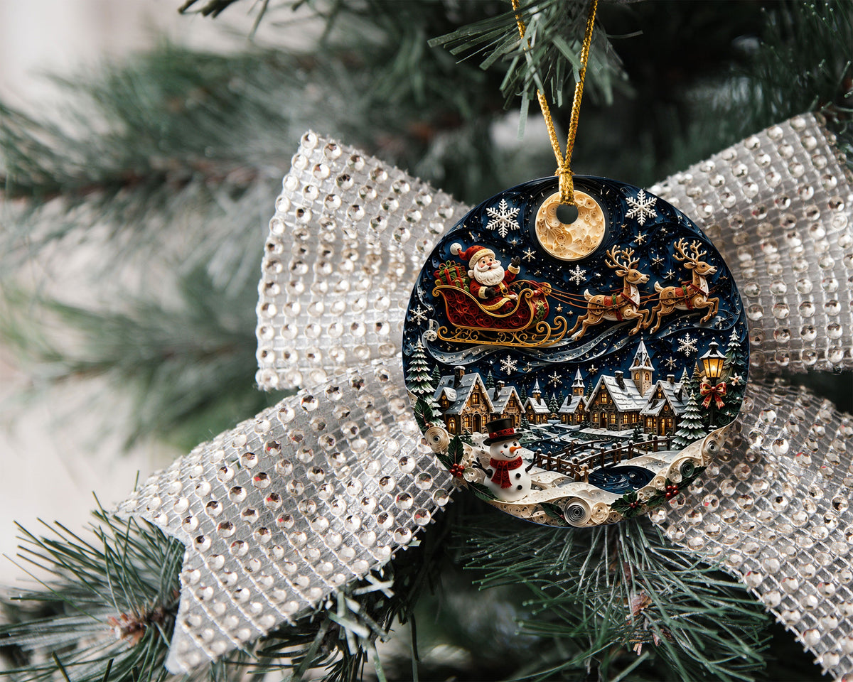 Santa Christmas Ornament 2026, Vintage Santa Claus Ceramic Ornament, Holiday Tree Decoration
