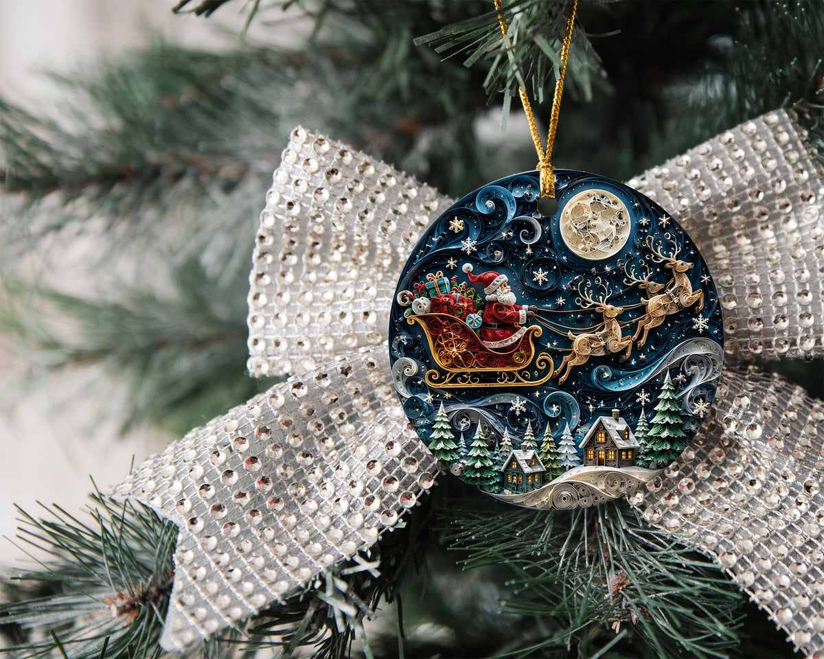 Santa Claus Christmas Ornament 2026, Vintage Santa Ceramic Ornament, Holiday Tree Decoration, Rustic Christmas Keepsake