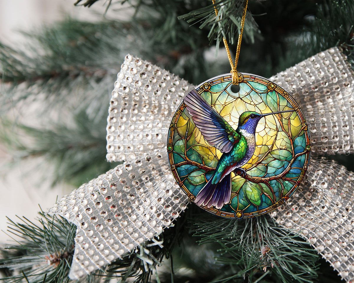 Colorful Hummingbird Stained Glass Ornament 2026, Christmas Ornament, Holiday Tree Decor, Xmas Keepsake