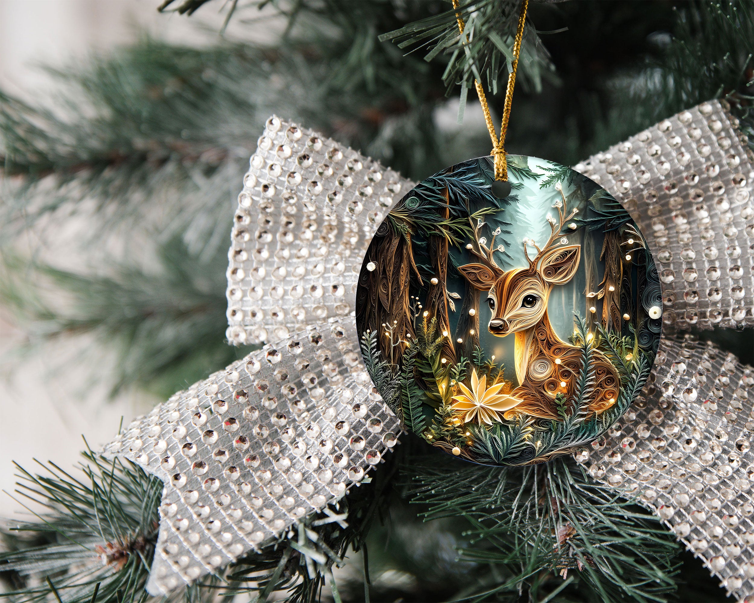 Baby Deer Ornament, Woodland Christmas Tree Ornament, Kids Christmas Gift, Kids' Name Ornament, Child's Name Ornament