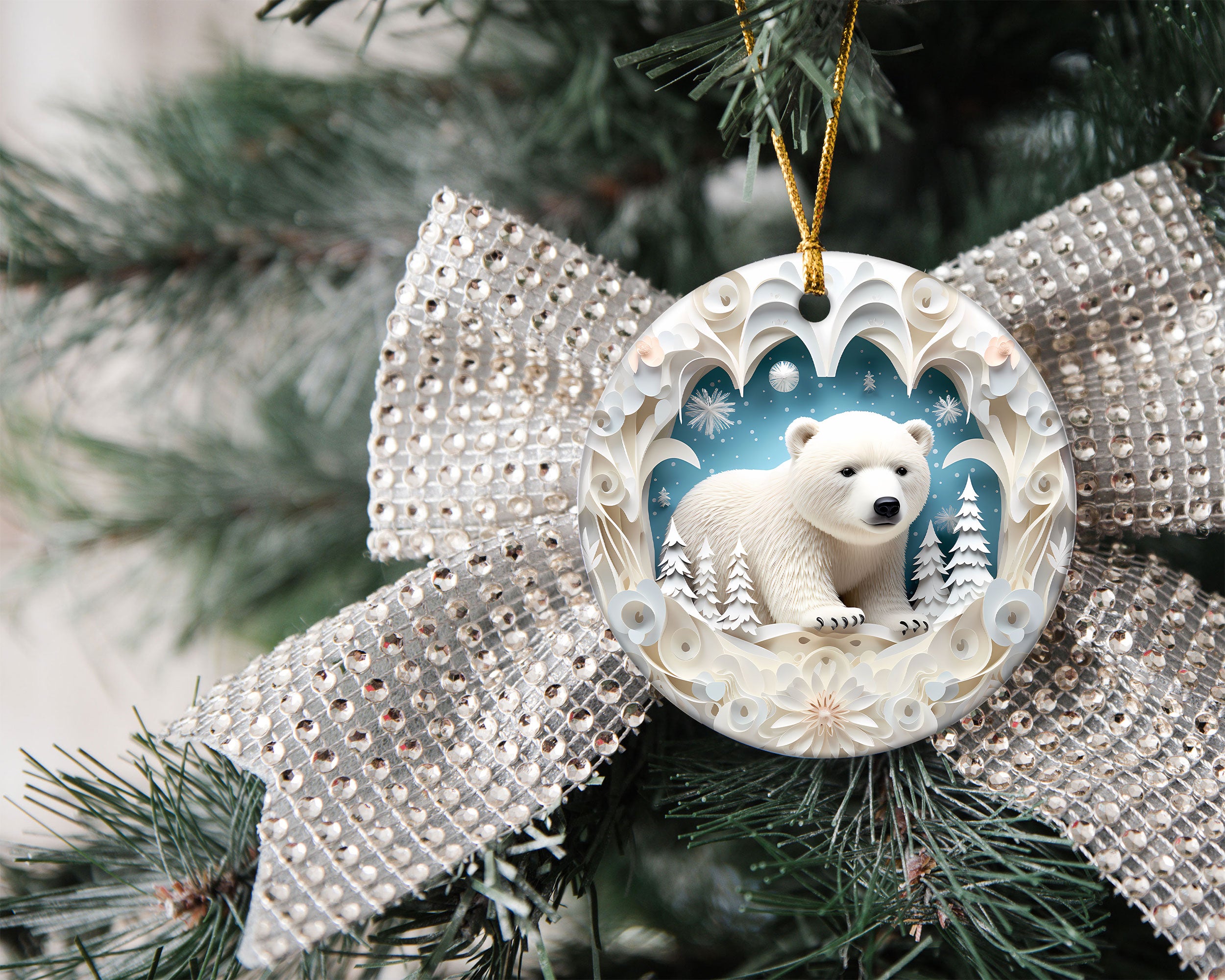 Polar Bear Christmas Ornament 2026, Arctic Bear Ornament, Winter Wildlife Tree Decor, Holiday Keepsake, Christmas Gift