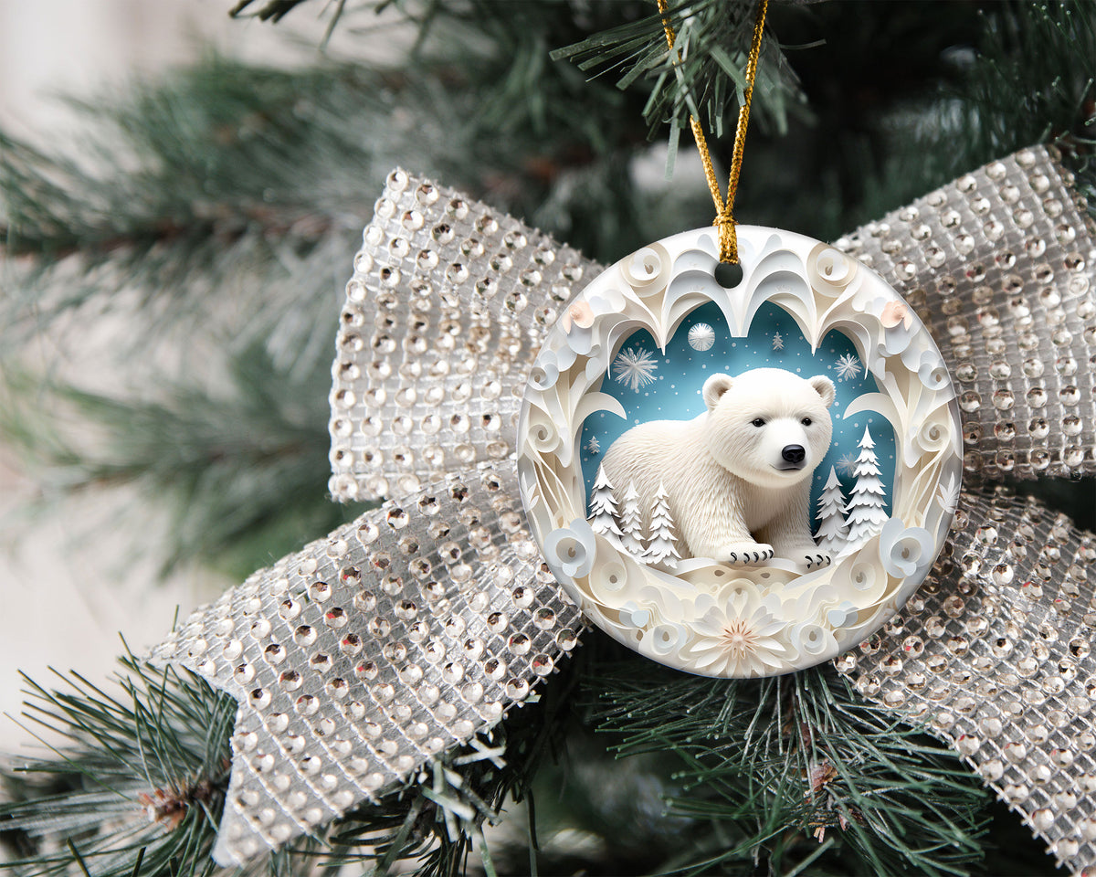 Polar Bear Christmas Ornament 2026, Arctic Bear Ornament, Winter Wildlife Tree Decor, Holiday Keepsake, Christmas Gift