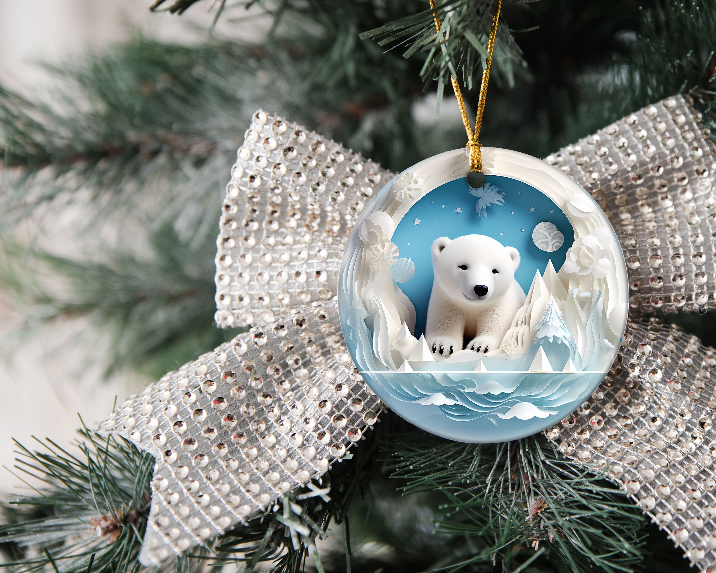 Polar Bear Ornament 2026, Winter Wonderland Christmas Decoration, Arctic Animal Keepsake, Holiday Tree Ornament