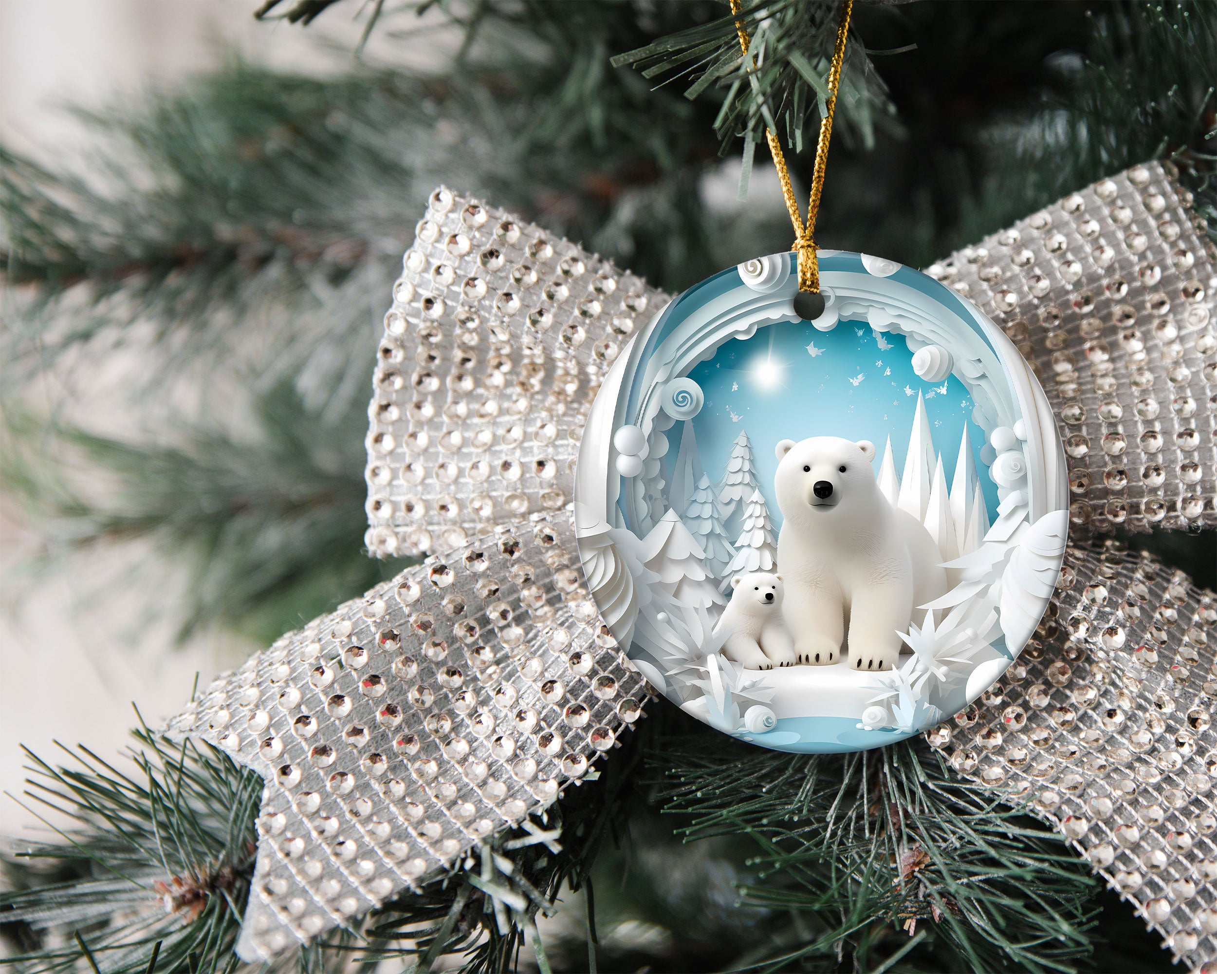 Baby Polar Bear Ornament 2026, Winter Animal Christmas Ornament, Arctic Holiday Decor, Christmas Keepsake