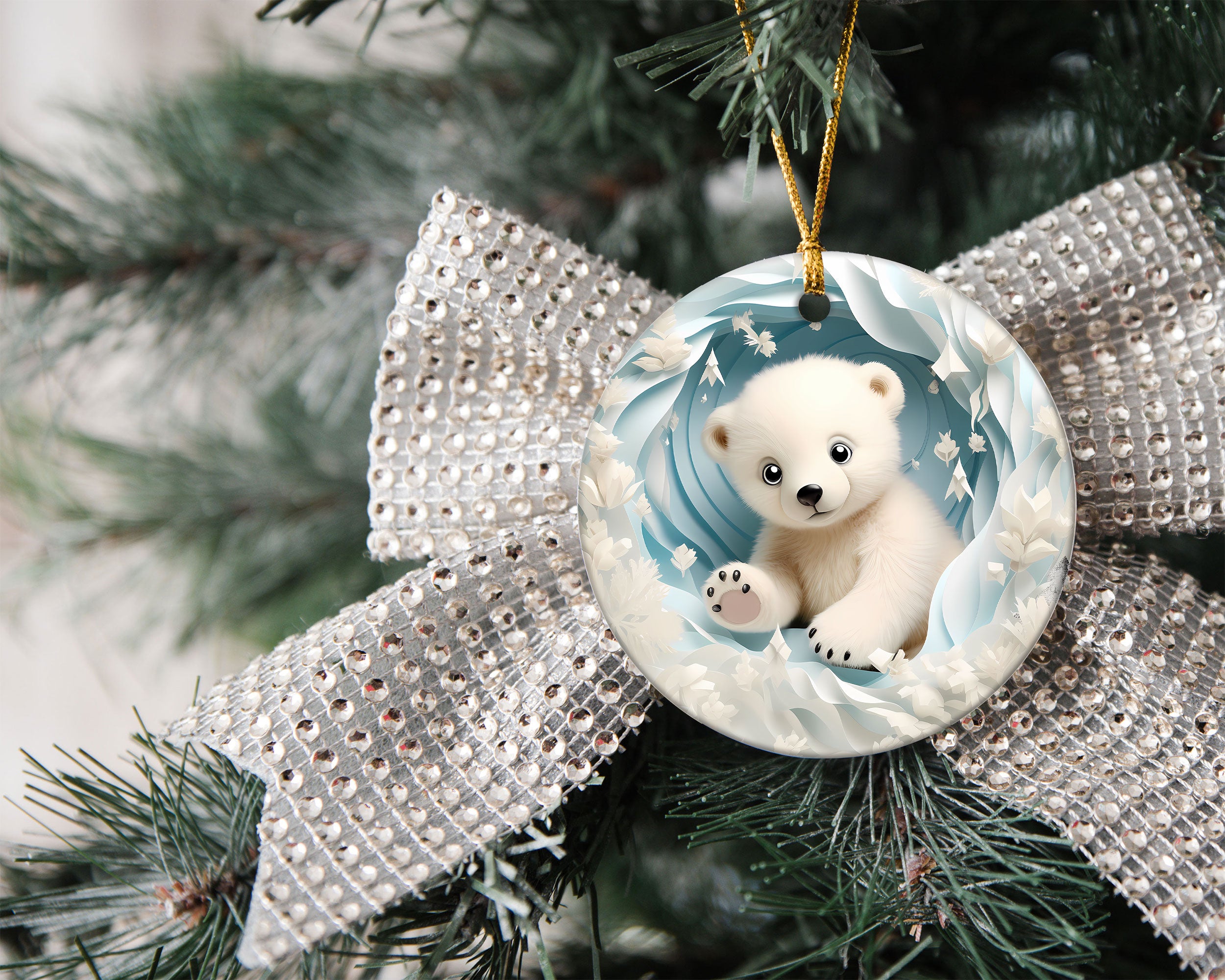 Baby Polar Bear Ornament 2026, Winter Animal Christmas Ornament, Arctic Holiday Decor, Christmas Keepsake