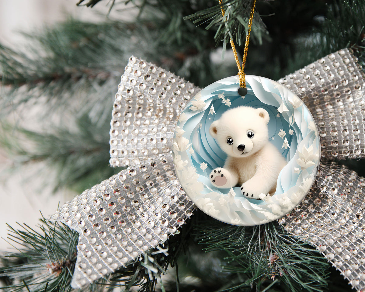 Baby Polar Bear Ornament 2026, Winter Animal Christmas Ornament, Arctic Holiday Decor, Christmas Keepsake