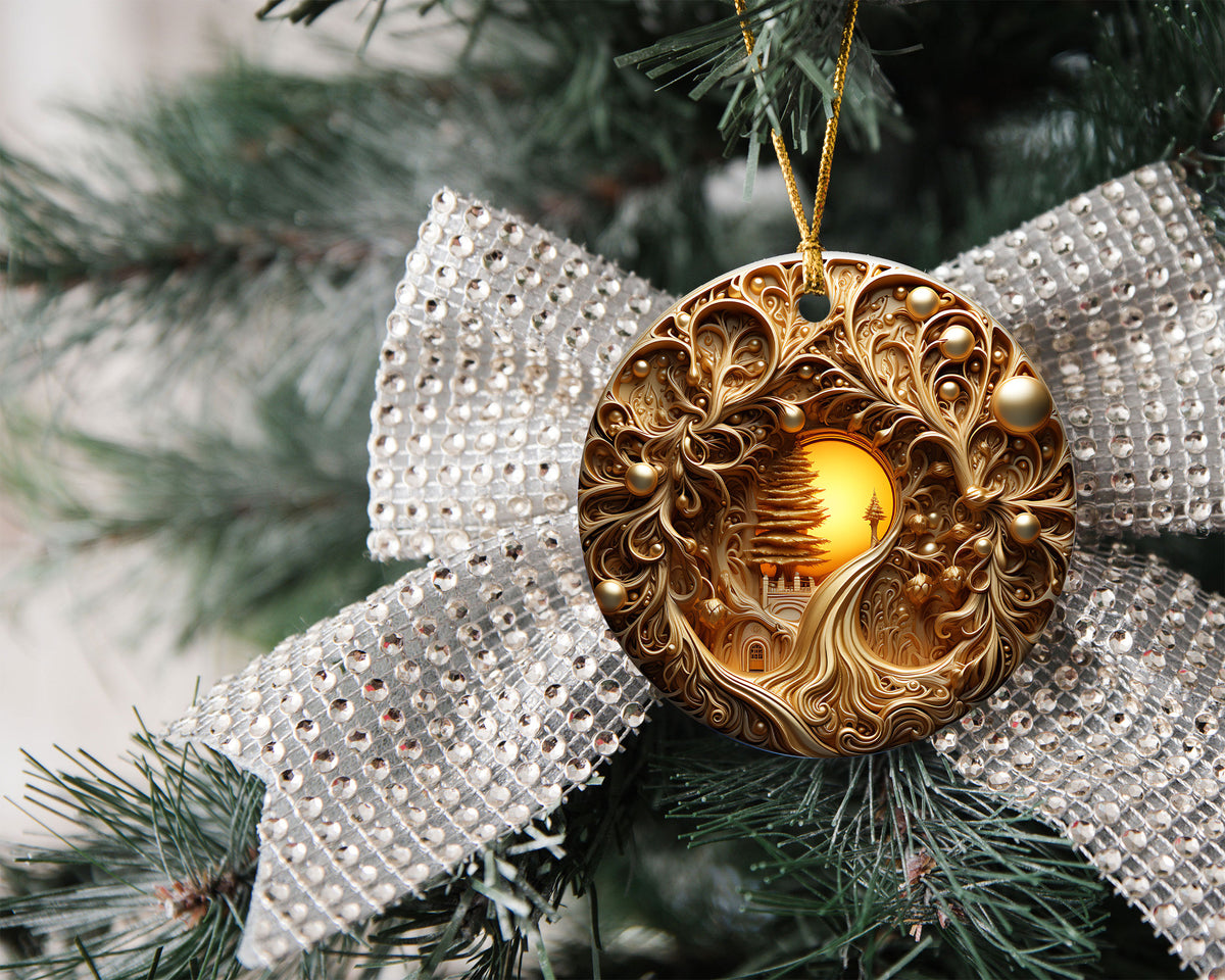 2026 Golden Tree of Life Ornament, Luxury Christmas Ornament, Ornate Gold Holiday Decor, Elegant Xmas Tree Decoration, Keepsake Gift
