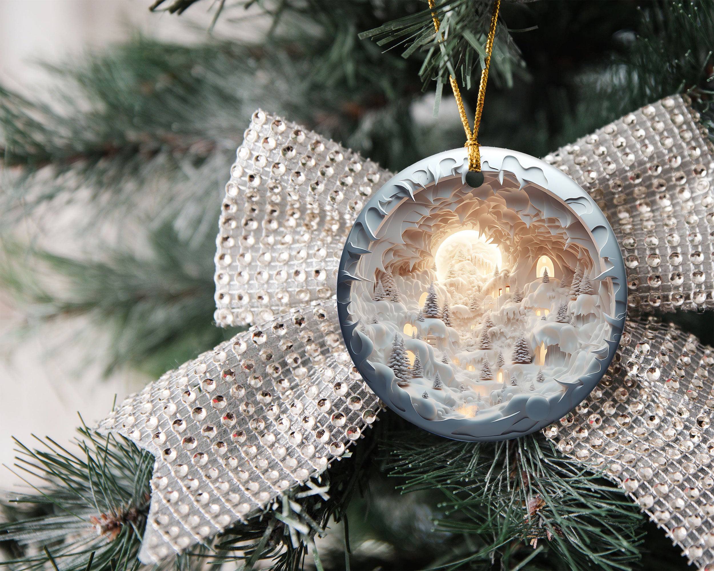 Festive Christmas Tree Ornament 2026, Ceramic Christmas Decoration, Holiday Tree Keepsake Gift, Elegant Winter Ornament