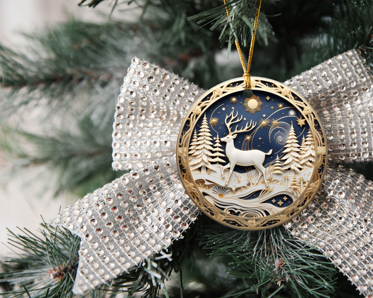 Deer Ornament, Majestic Stag Christmas Ornament, Woodland Christmas Decor, Rustic Holiday Tree Ornament