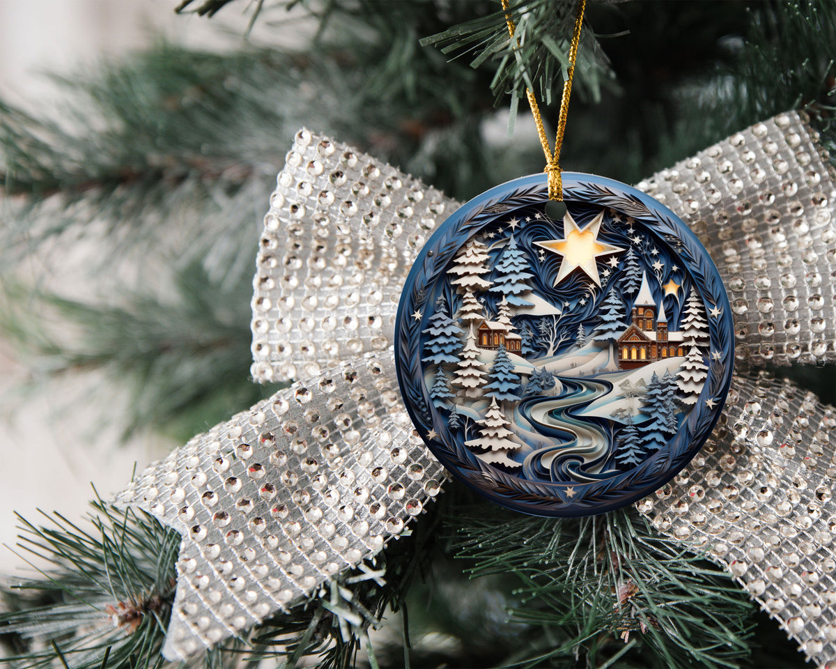 Cozy Winter Cabin Ornament 2026, Christmas Tree Decoration, Ceramic Holiday Ornament, Xmas Keepsake