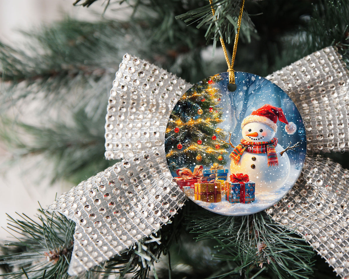 Snowman Holiday Ornament 2026, Rustic Christmas Ceramic Ornament, Winter Tree Decoration, Festive Keepsake Gift for Christmas Lovers